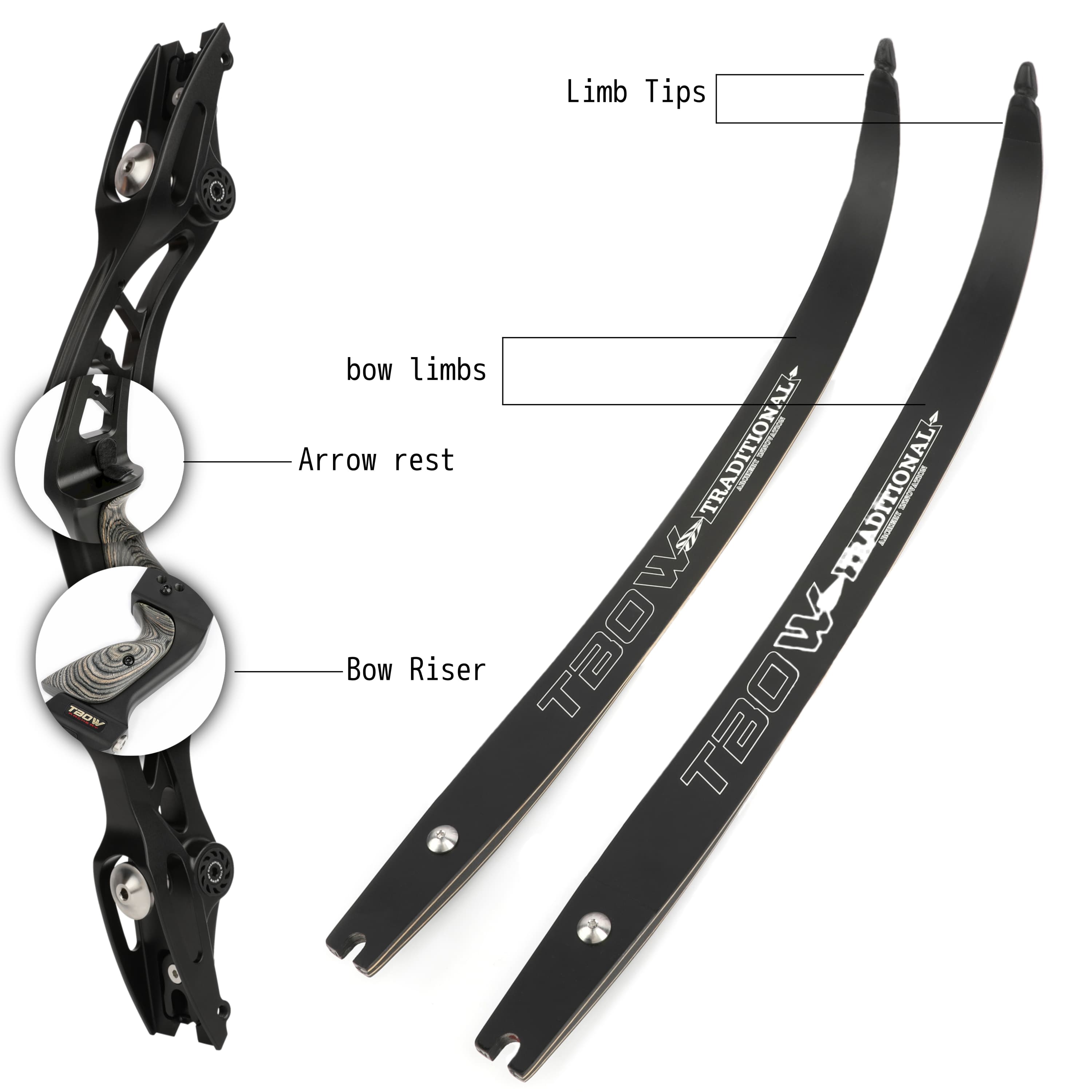 62" Archery Recurve Bow 25-60lbs Longbow RH Hunting