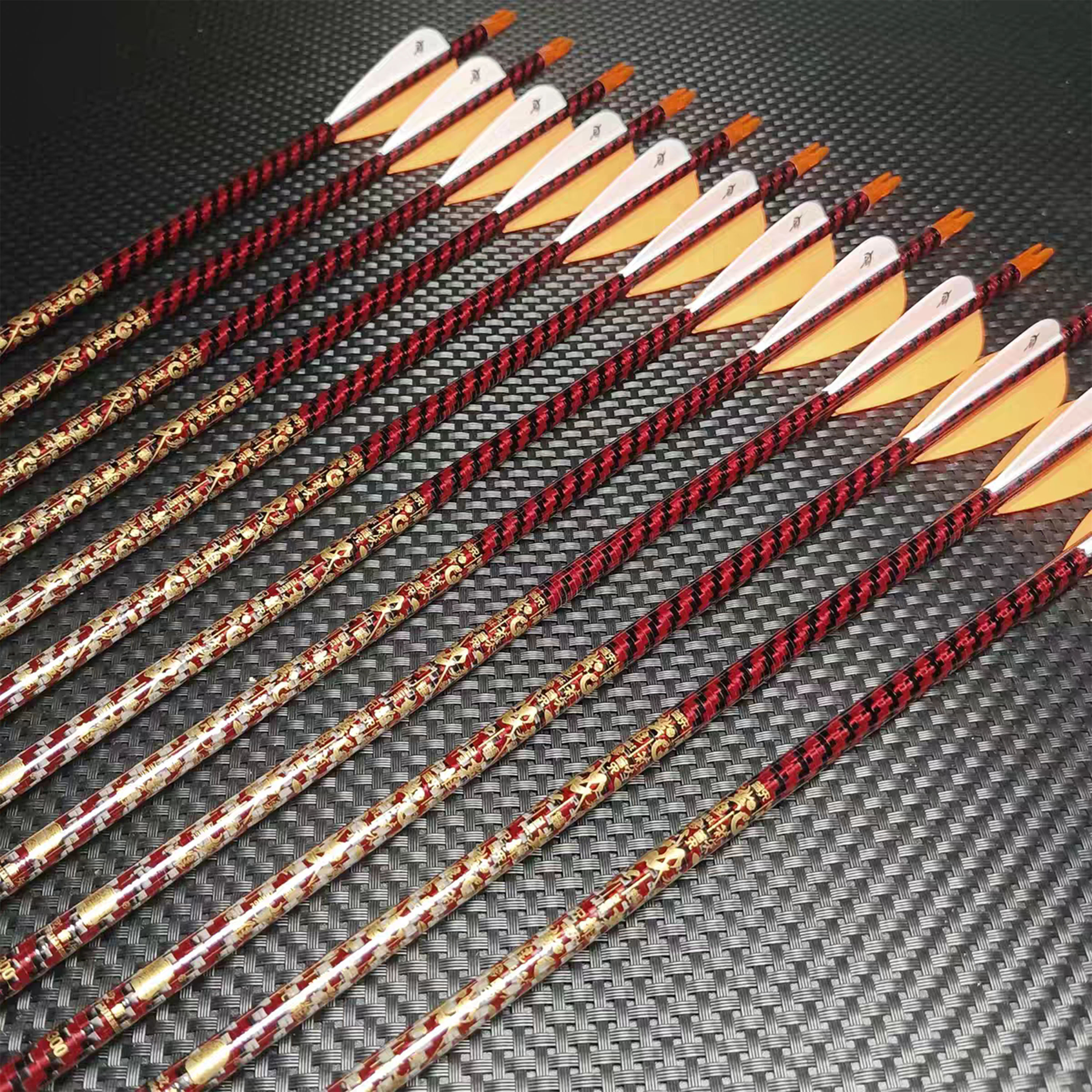 Zhan Ge Carbon Arrows ID6.2mm Feather Vanes Shooting Hunting 