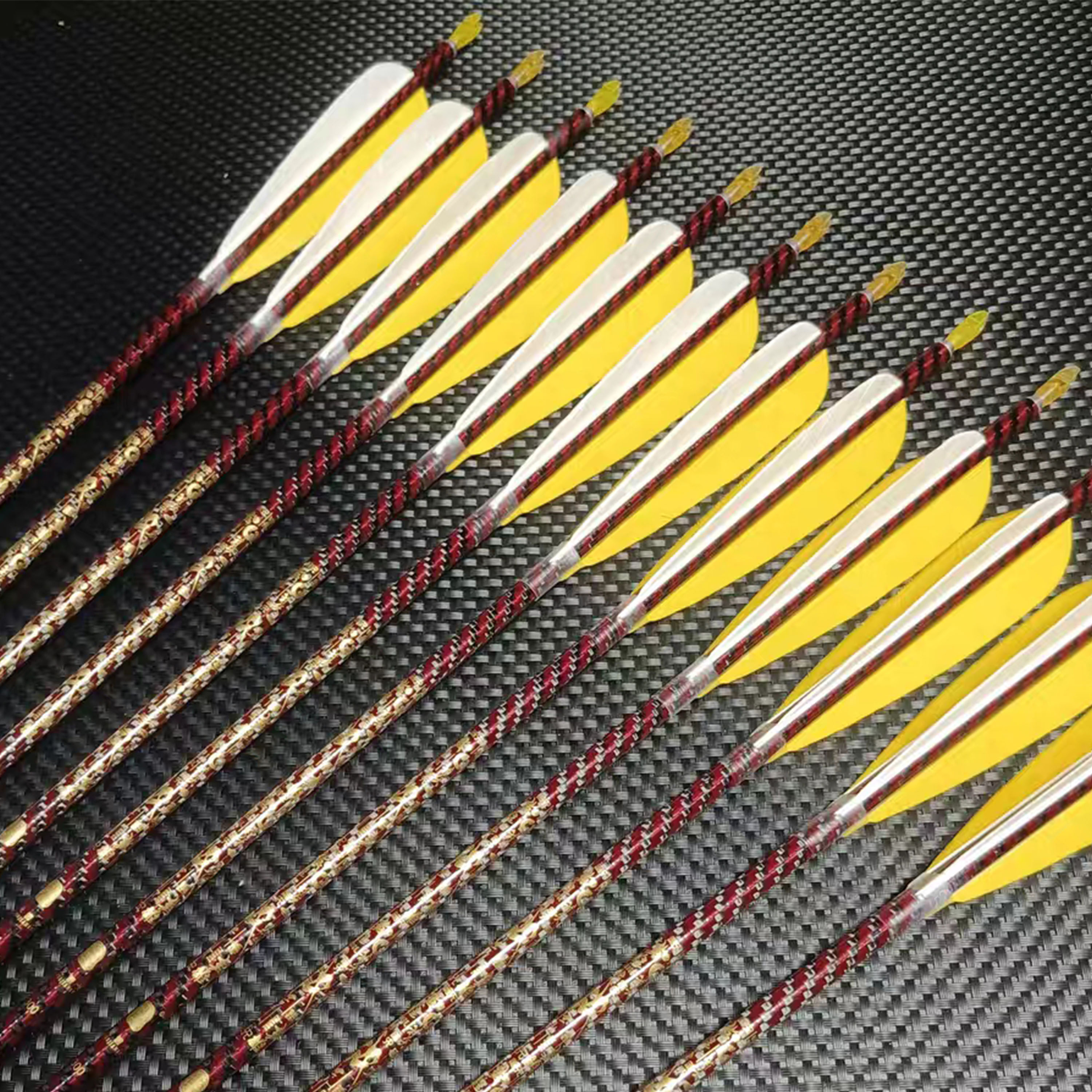 Zhan Ge Carbon Arrows ID6.2mm Feather Vanes Shooting Hunting 