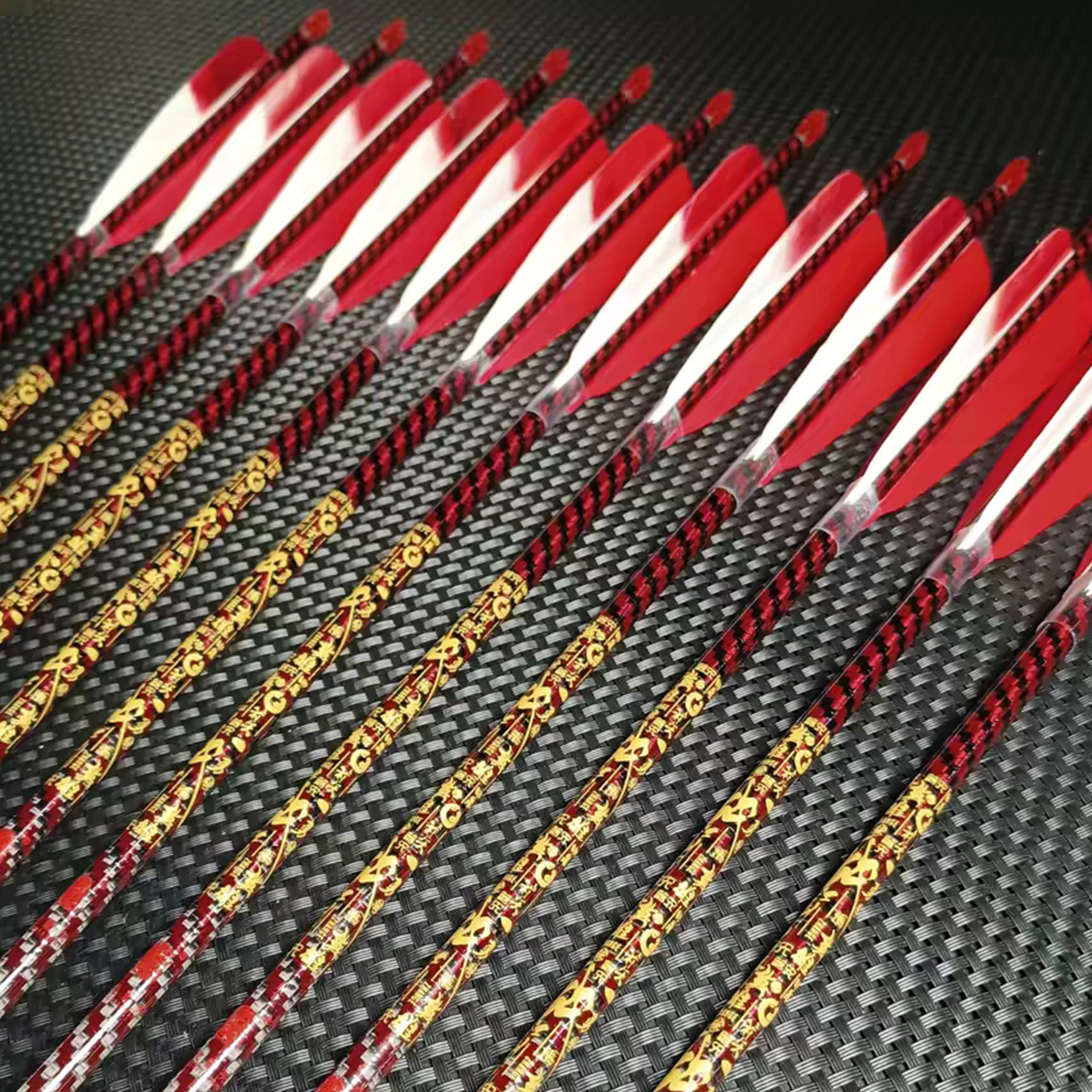 Zhan Ge Carbon Arrows ID6.2mm Feather Vanes Shooting Hunting 