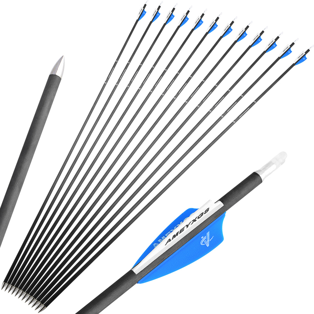 SHARROW 32" Carbon Arrows for Compund Bow Spine 500-1200 (12 Pack)