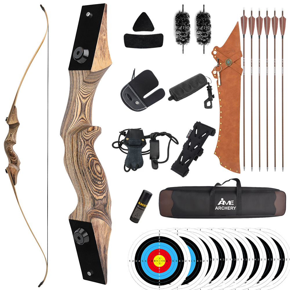 Black Hunter 60" Hunting Takedown Wooden Recurve Bow 20-60lbs RH/LH