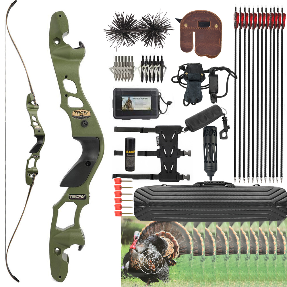 TBOW 62" Traditional ILF Hunting Recurve Bow 25-60 lbs