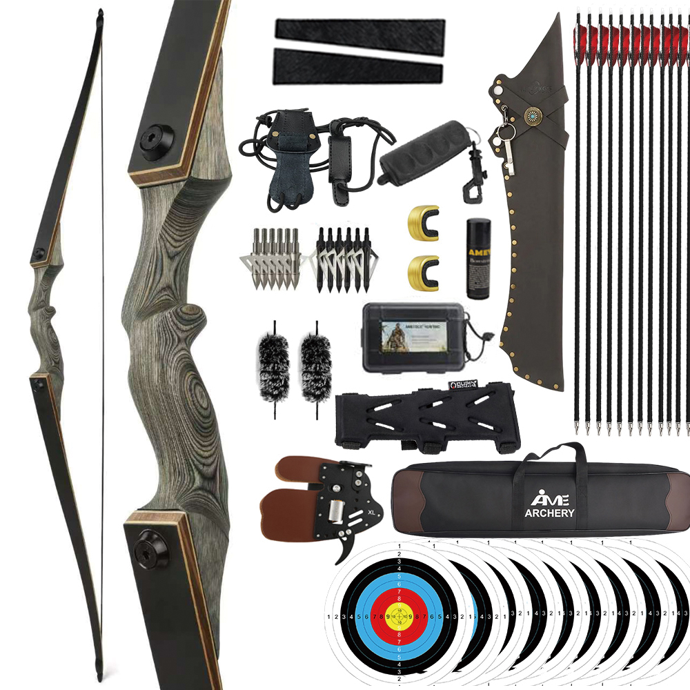 BLACK HUNTER 60" Takedown Traditional Longbow for Adult RH/LH 20-60 lbs