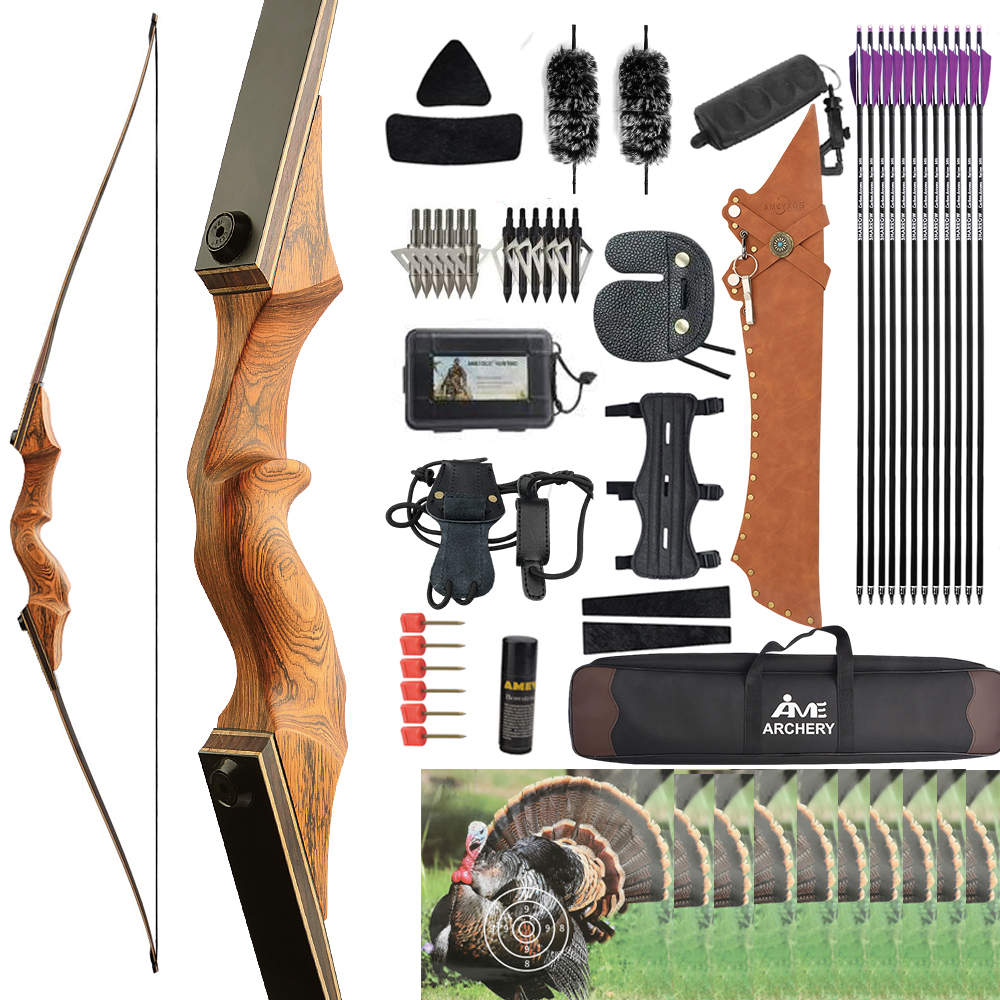 BLACK HUNTER 60" Traditional Longbow Takedown Longbow 20-60lbs RH/LH