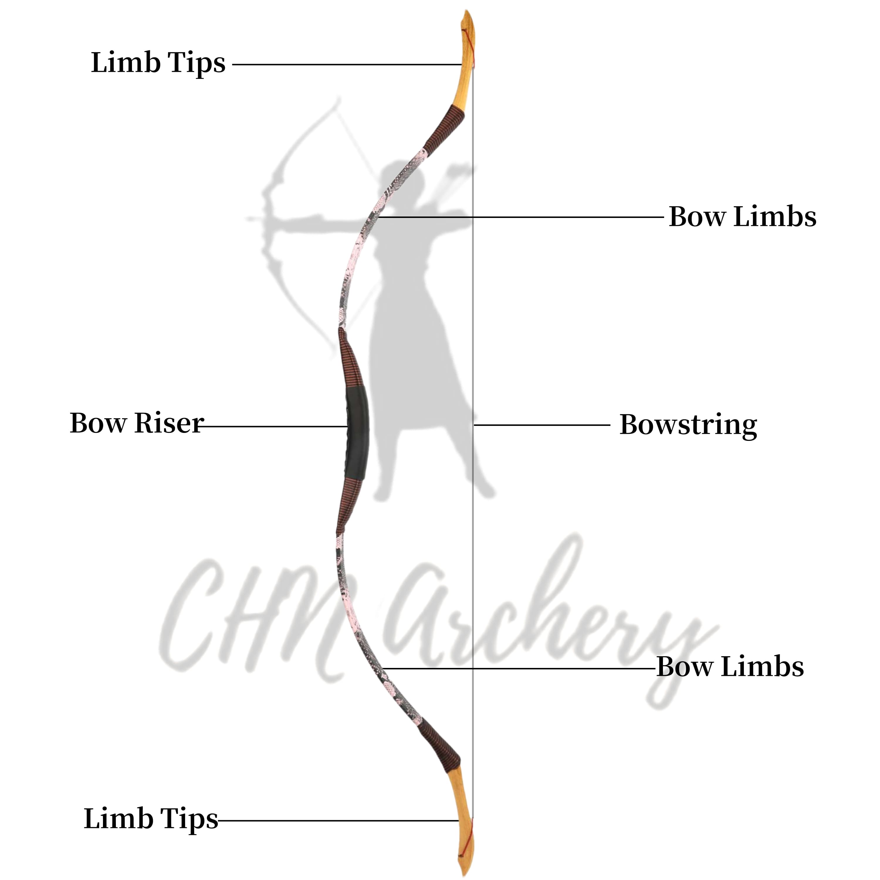 Leather-Wrapped Mongolian Horsebow for Kids and Adults, 12-50 lbs