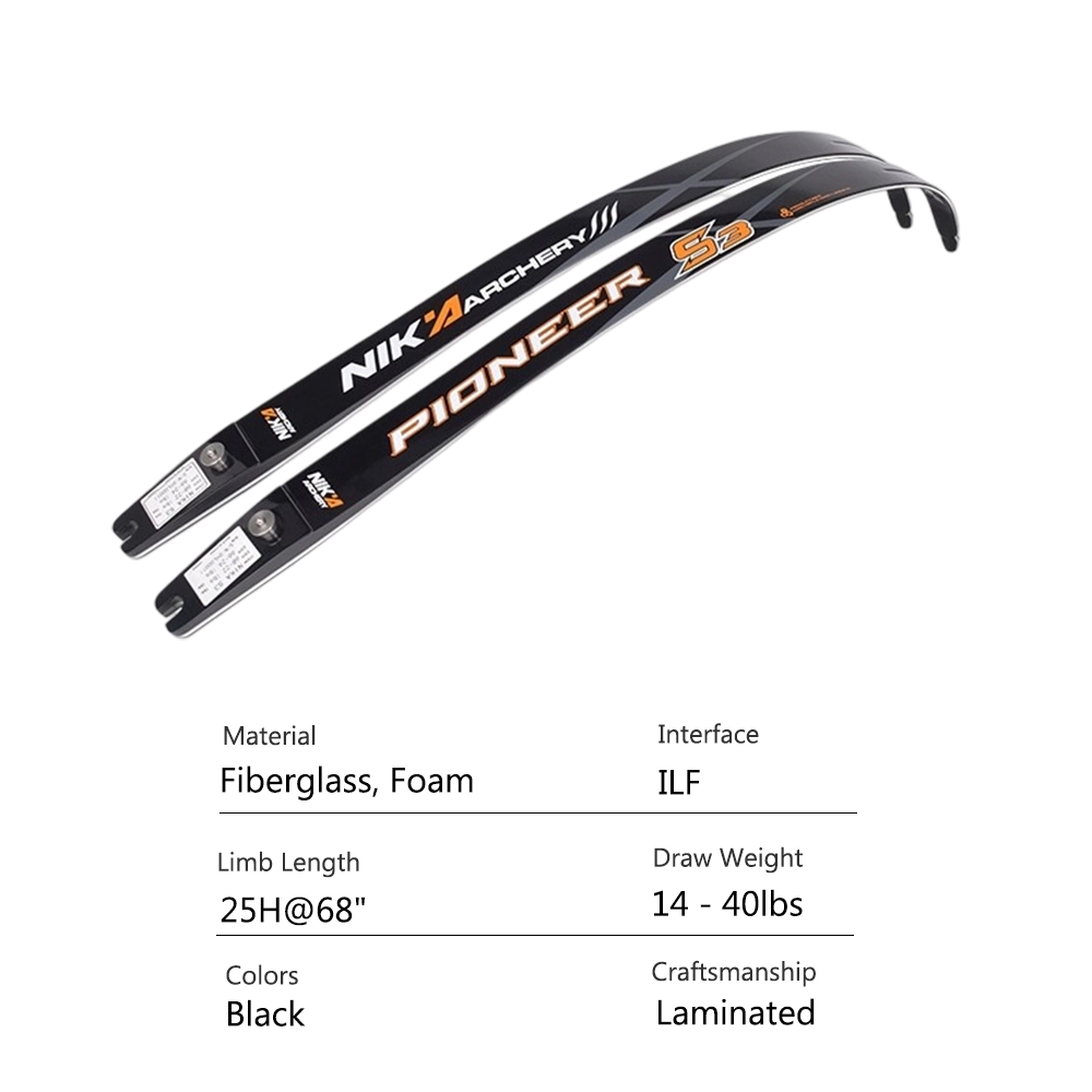 NIKA S3 ILF Recurve Limbs 100% Carbon 66" 68" 70" @25H