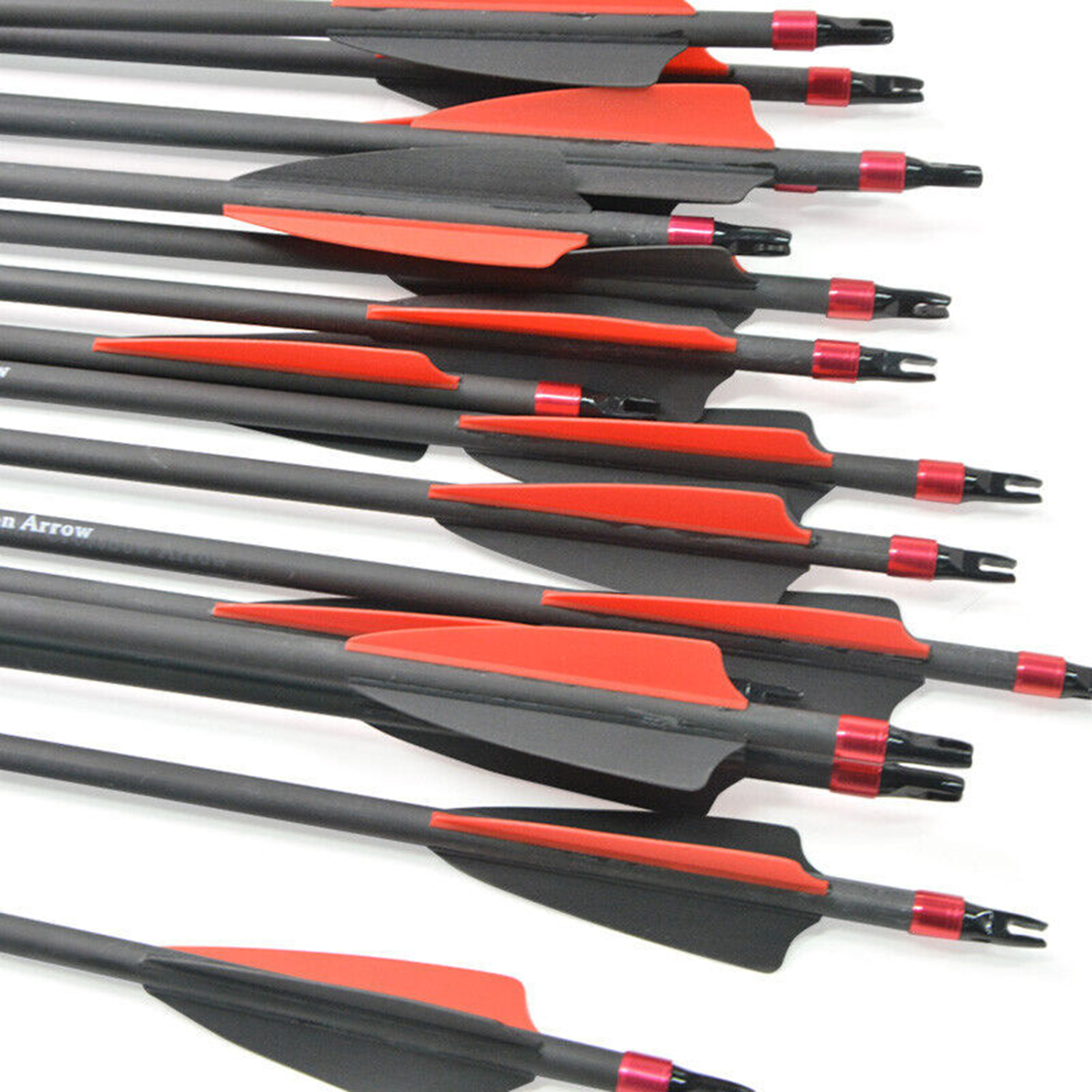 Archery Carbon Arrows 12x" Rubber Vanes 100 Grain Points Spine400