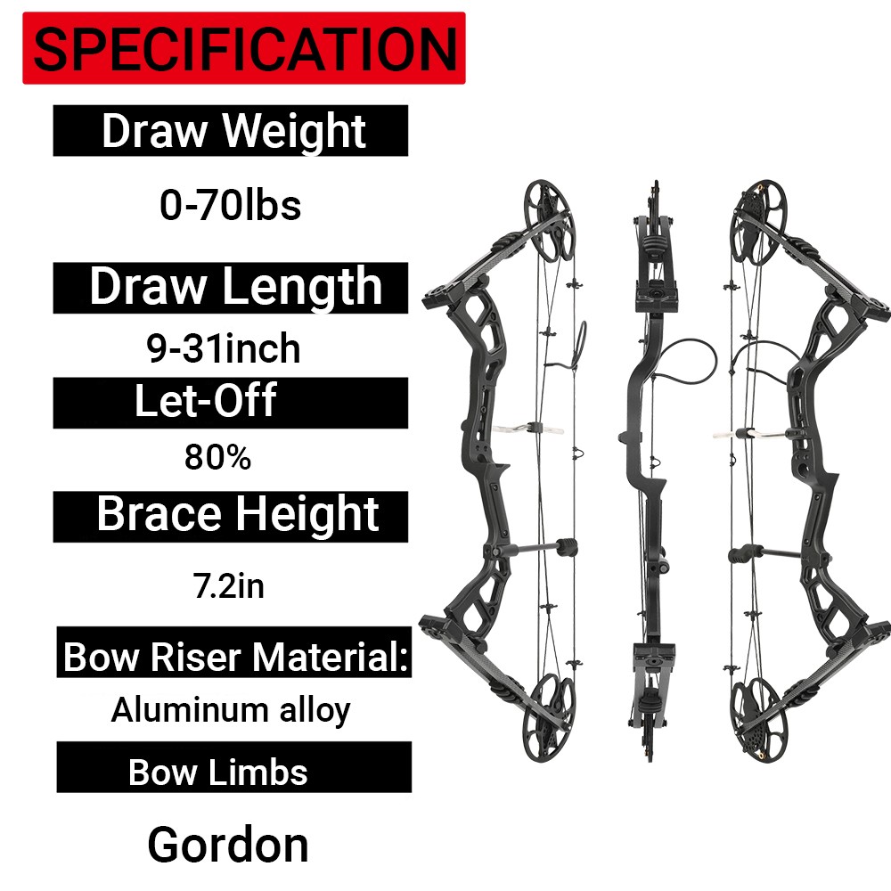 JUNXING M193 Hunting Compound Bow KIT for Adults 0-70 lbs