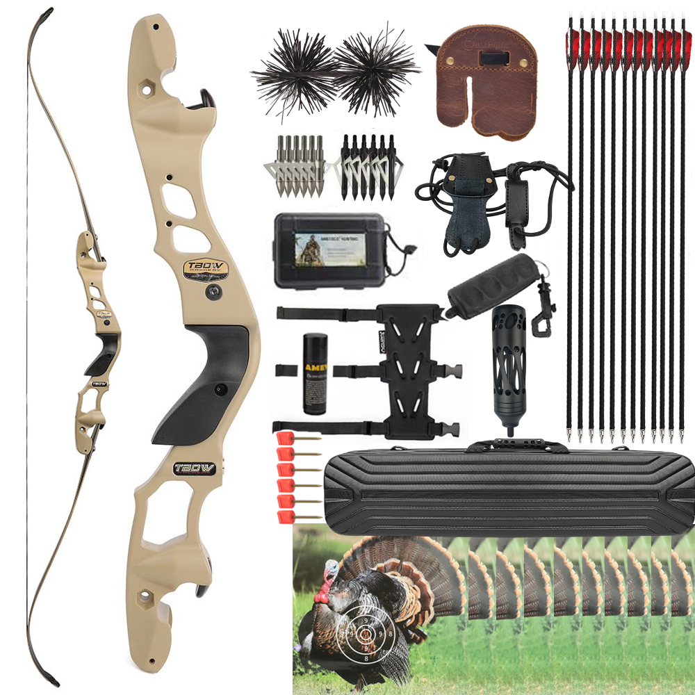 TBOW 62" Traditional ILF Hunting Recurve Bow 25-60 lbs