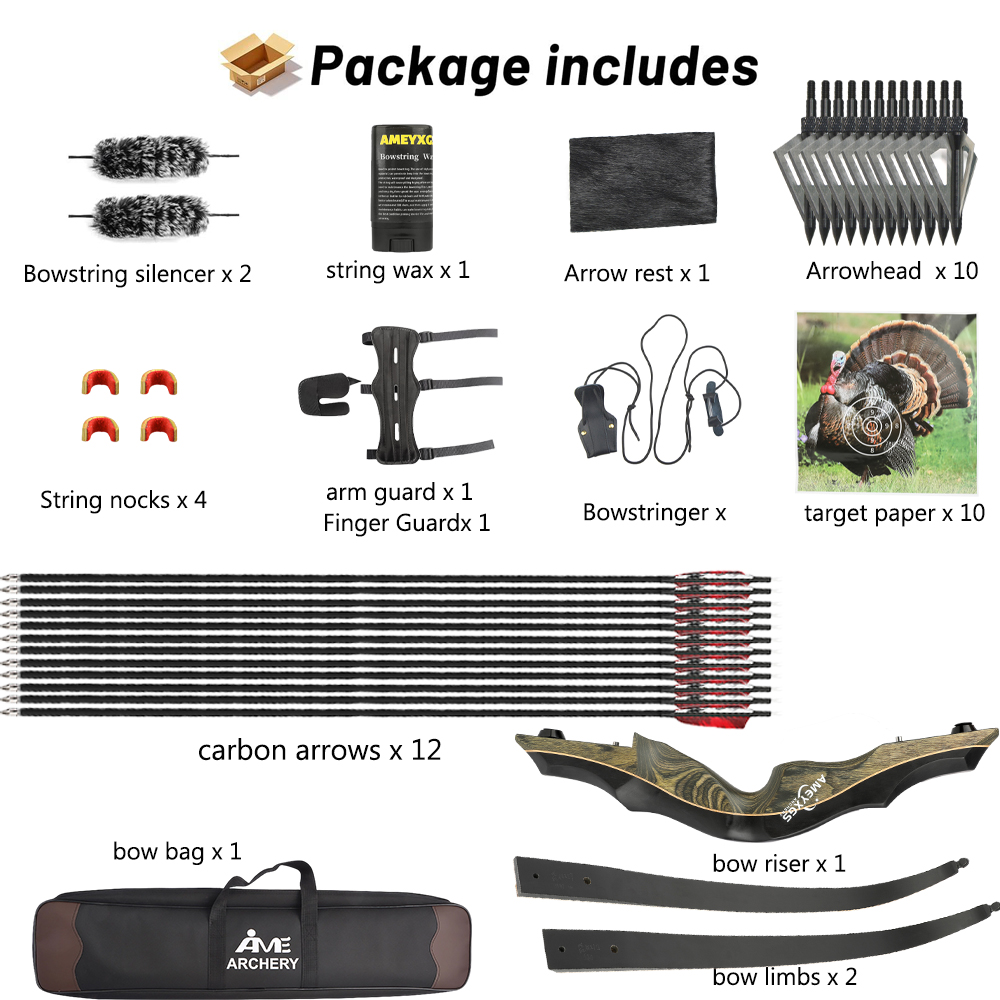 AMEYXGS 62" Reverse Takedown Wooden Recurve Bow 20-55 lbs