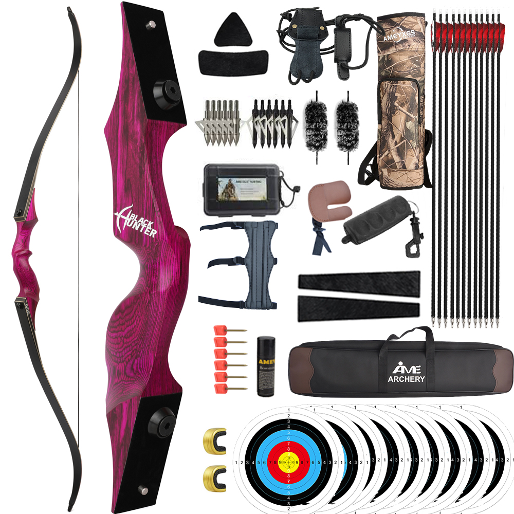 Black Hunter 60" Recurve Bow Kit Takedown Bow 20-60 lbs RH/LH