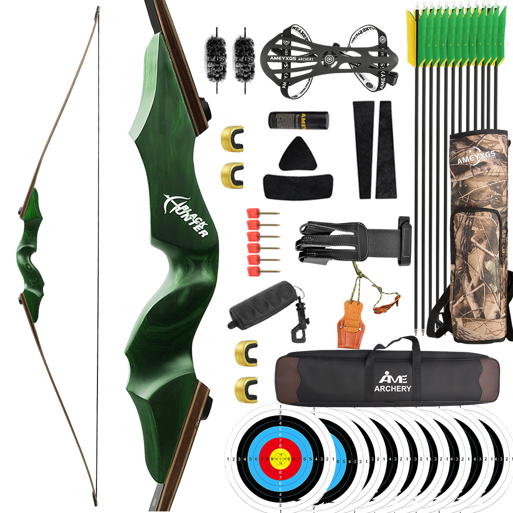 Black Hunter Recurve Bow Hunting Takedown Bow Kit 20-60 lbs