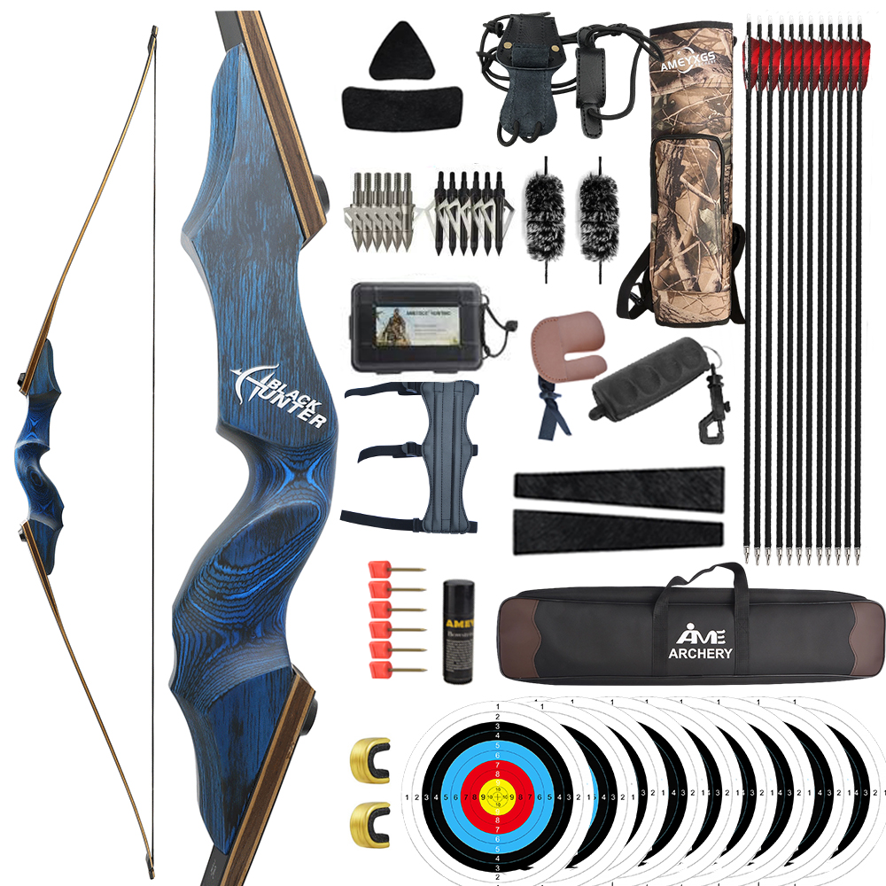 Black Hunter 60" Recurve Bow Kit Takedown Bow 20-60 lbs RH/LH