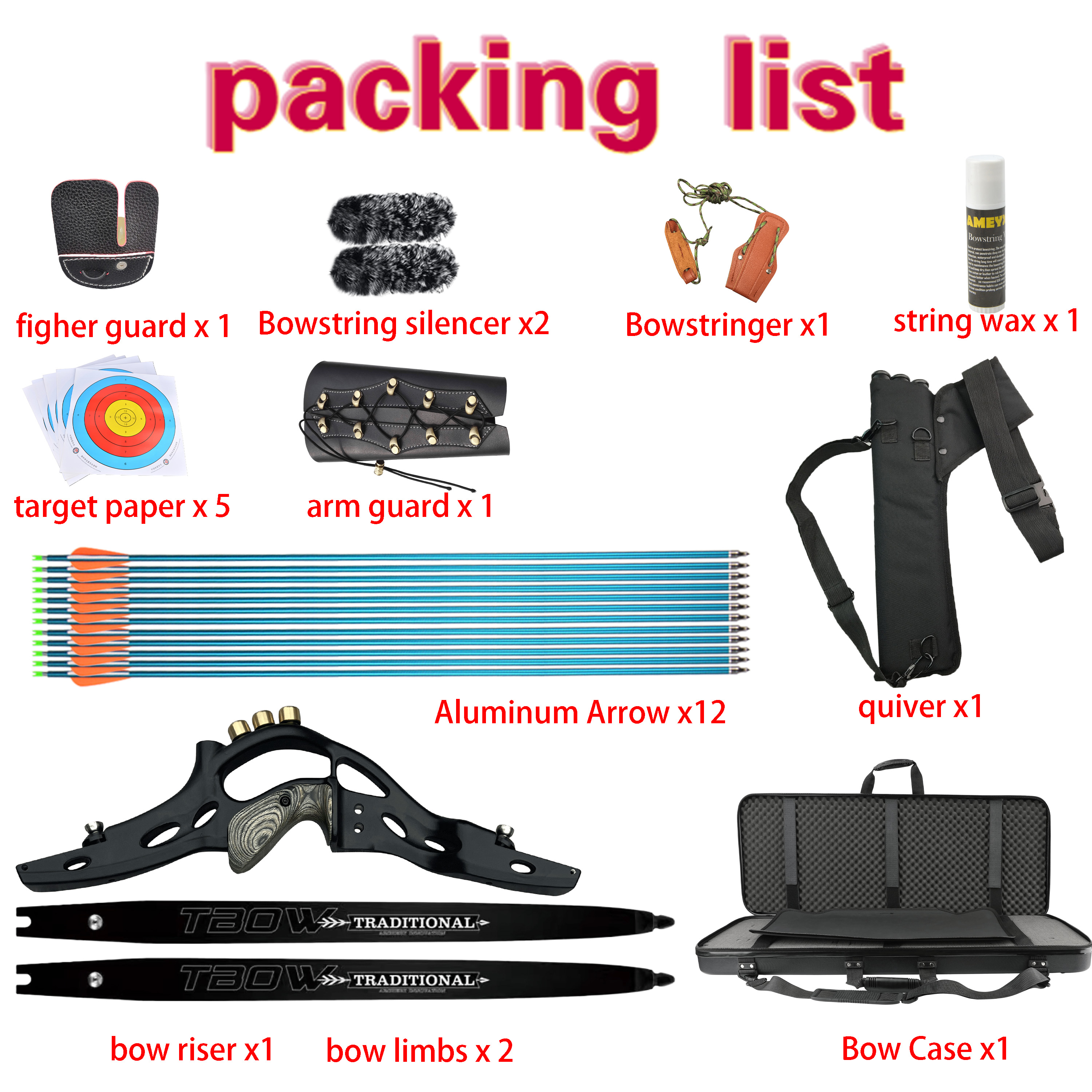 JUNXING 62" ILF American Hunting Recurve Bow30-60# @28"