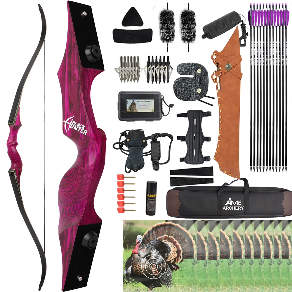 Black Hunter 60" Recurve Bow Takedown Hunting Bow 20-60 lbs RH/LH