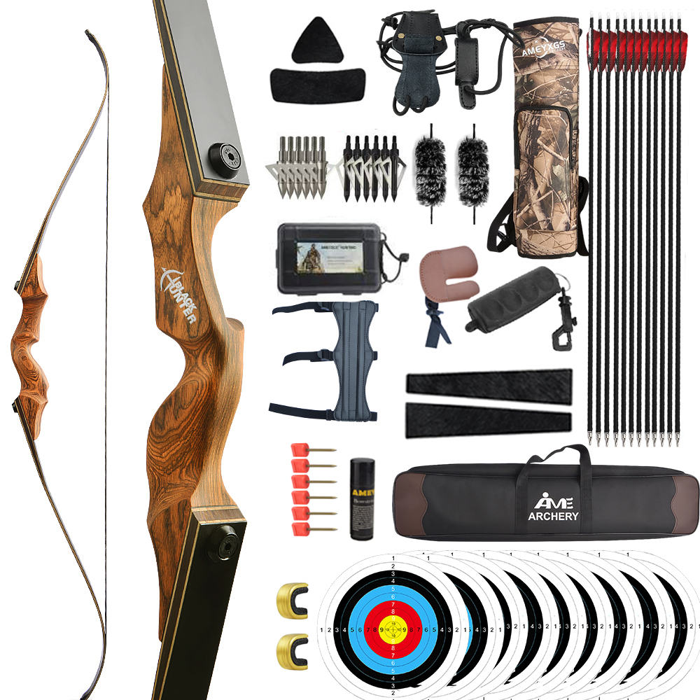 Black Hunter 60" Recurve Bow Kit Takedown Bow 20-60 lbs RH/LH