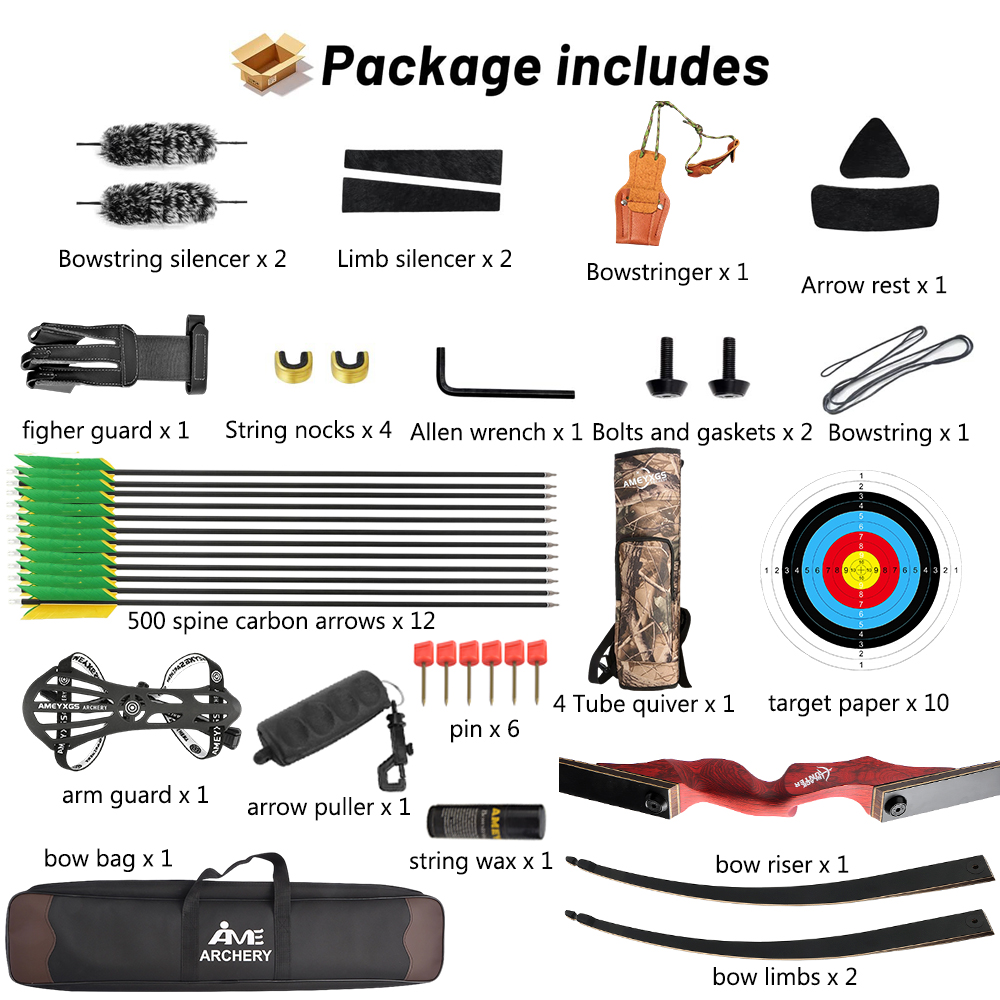 Black Hunter Recurve Bow Hunting Takedown Bow Kit 20-60 lbs