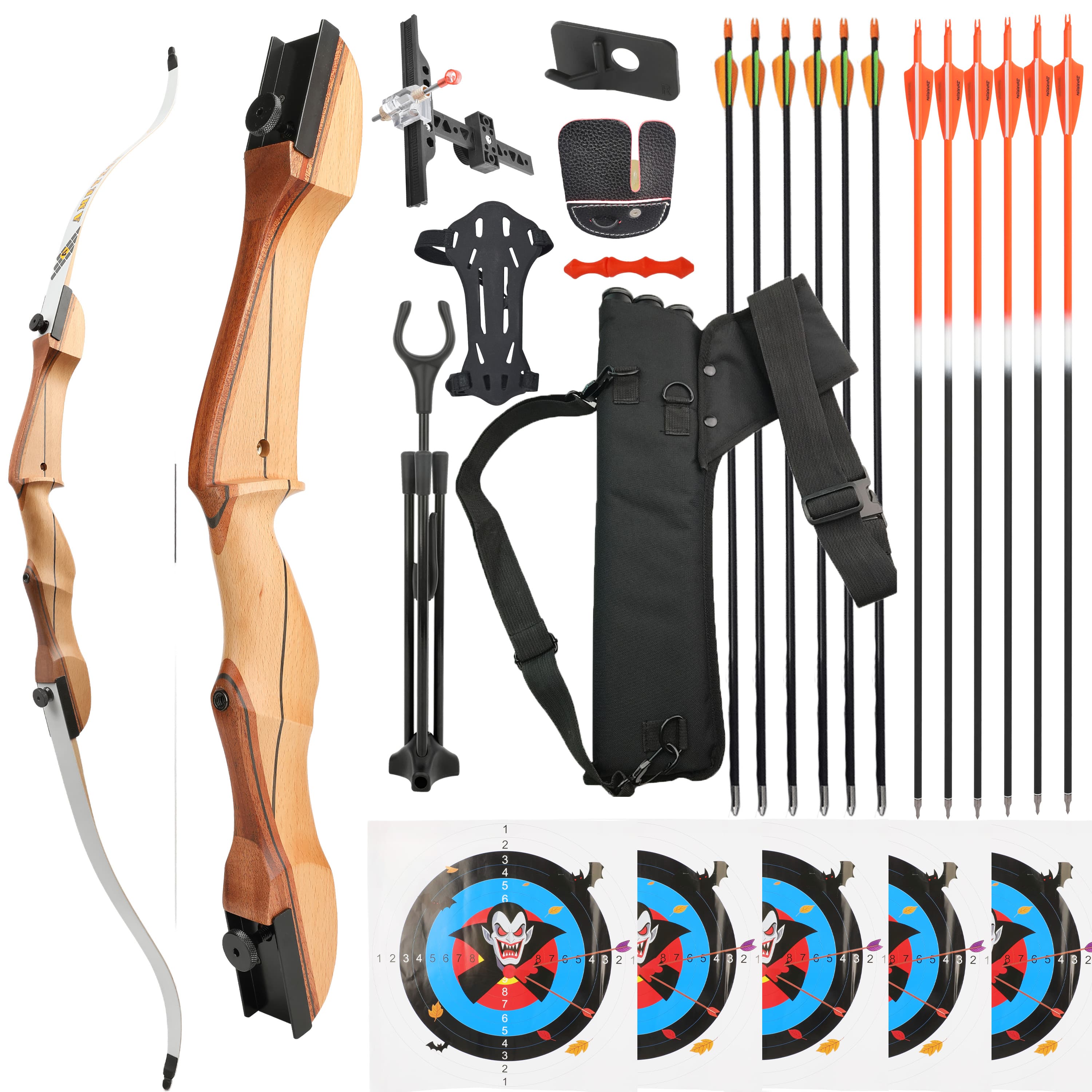 AMEYXGS 66" 68" 70" Target Recurve Bow Kit 14-40# @28"