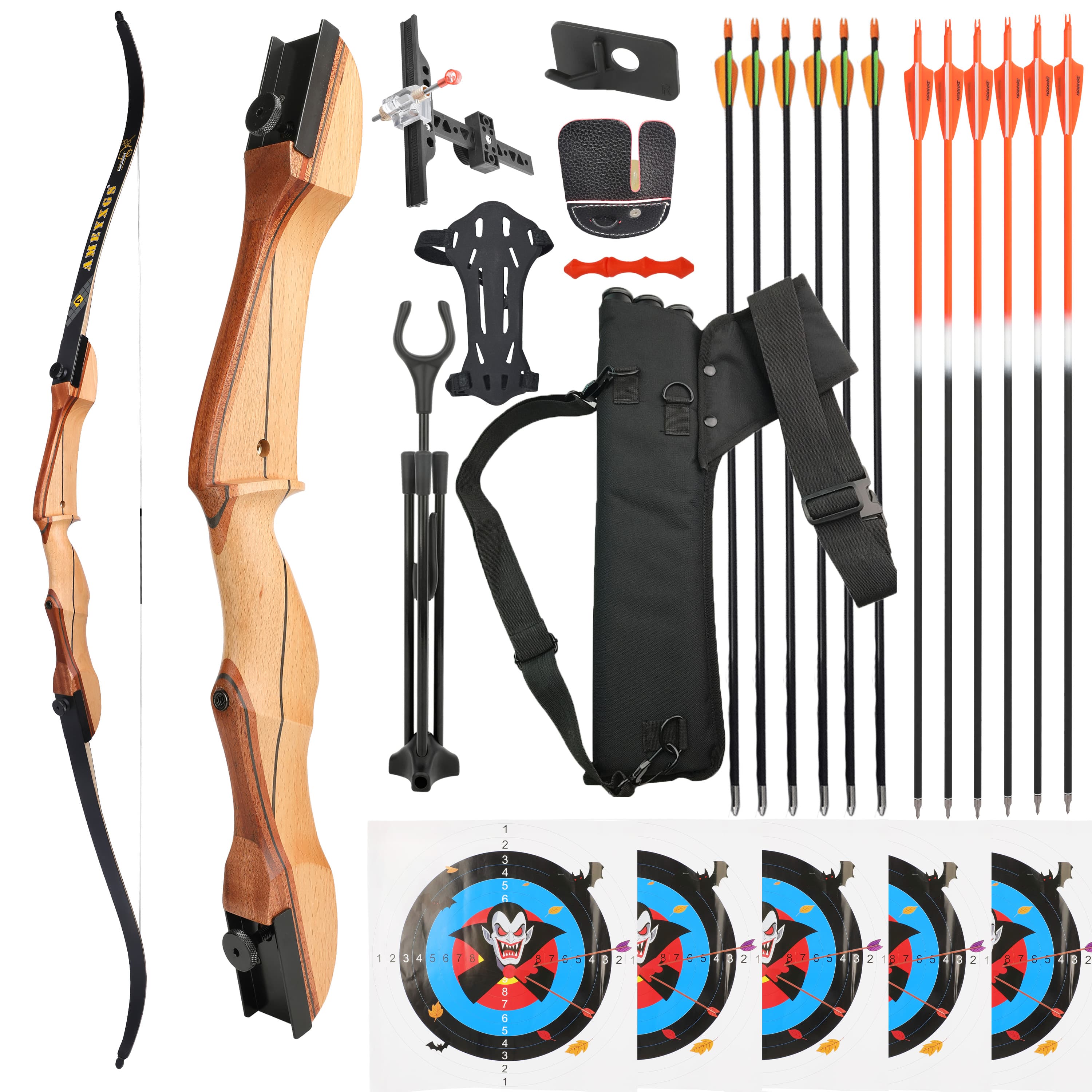AMEYXGS 66" 68" 70" Target Recurve Bow Kit 14-40# @28"