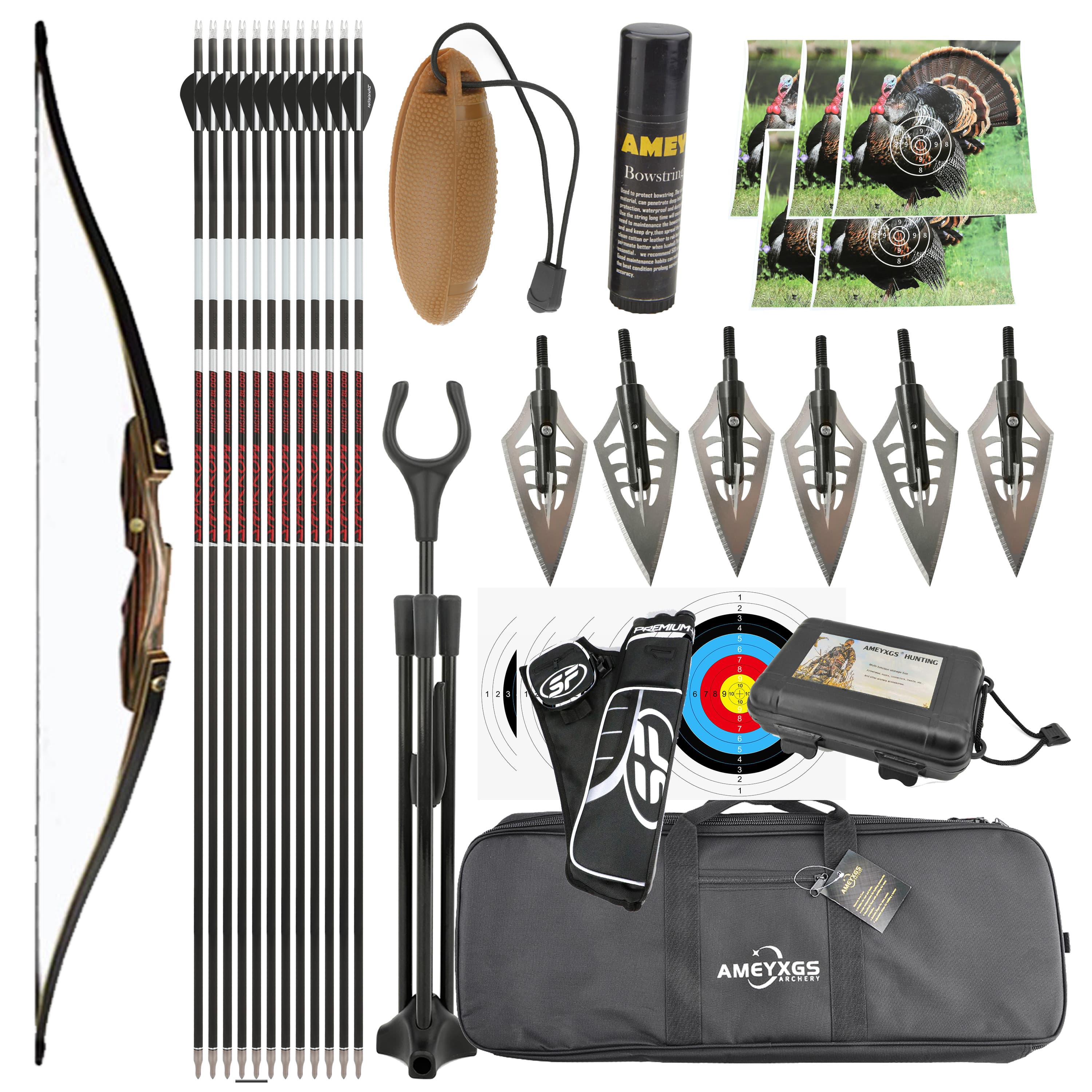  Handmade Traditional Longbow Takedown Longbow Archery RH 20-55 lbs