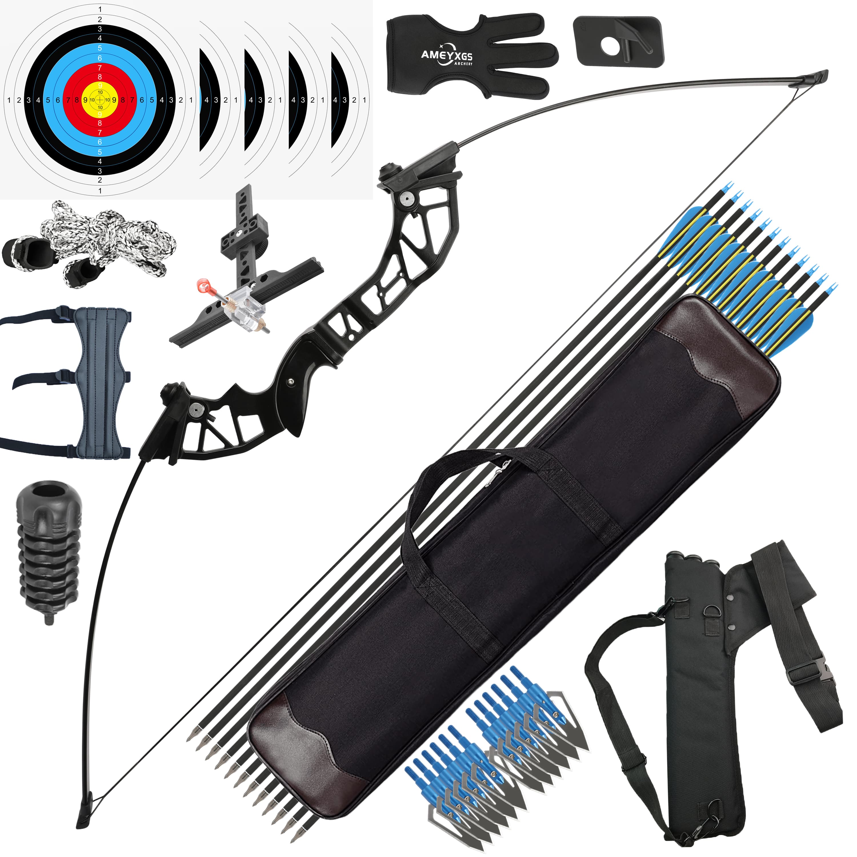 30-53lbs Adjustable Straight/Recurve Bow RH Shooting