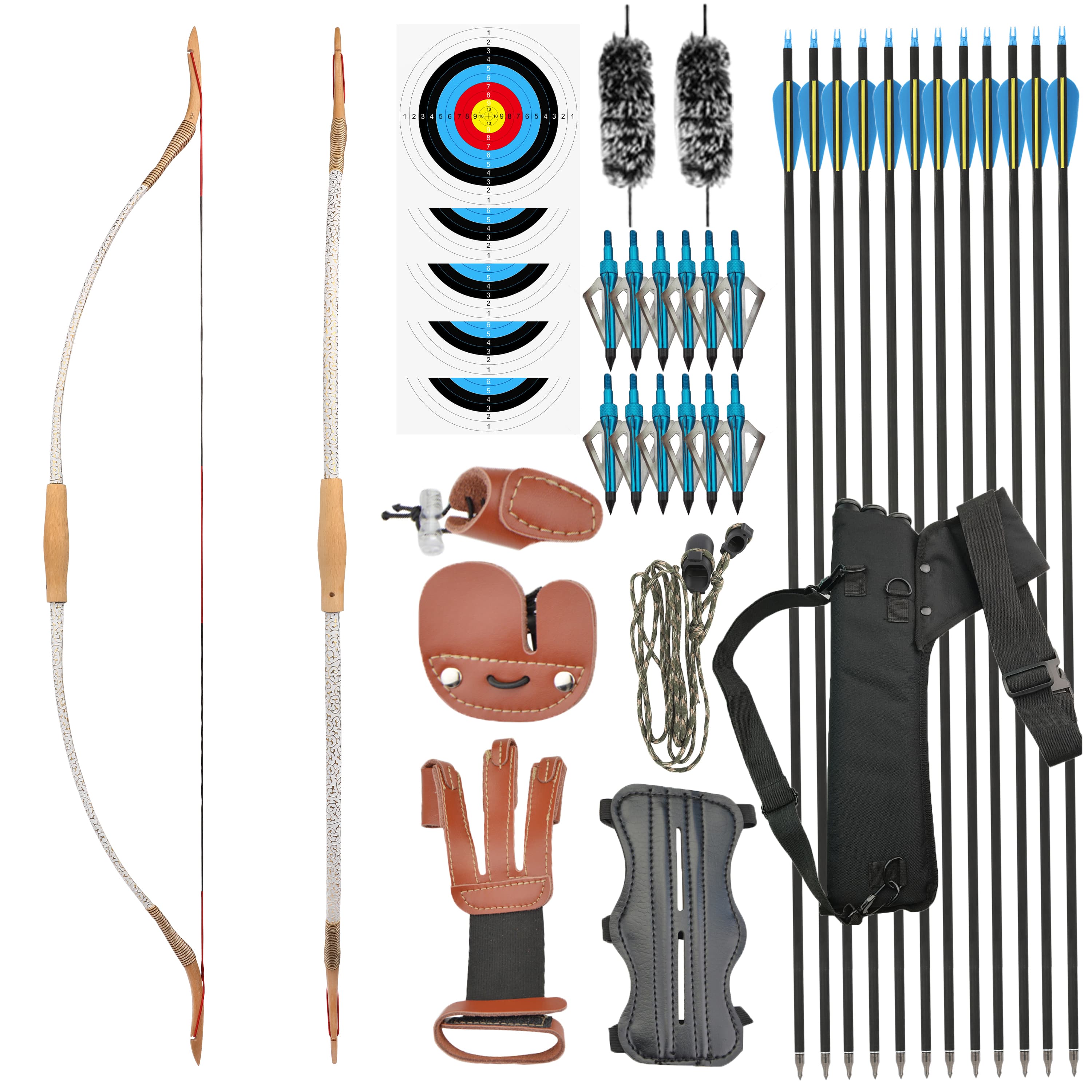 20-40lbs Archery Traditional Bow 53" Takedown Hunting Bow L/RH