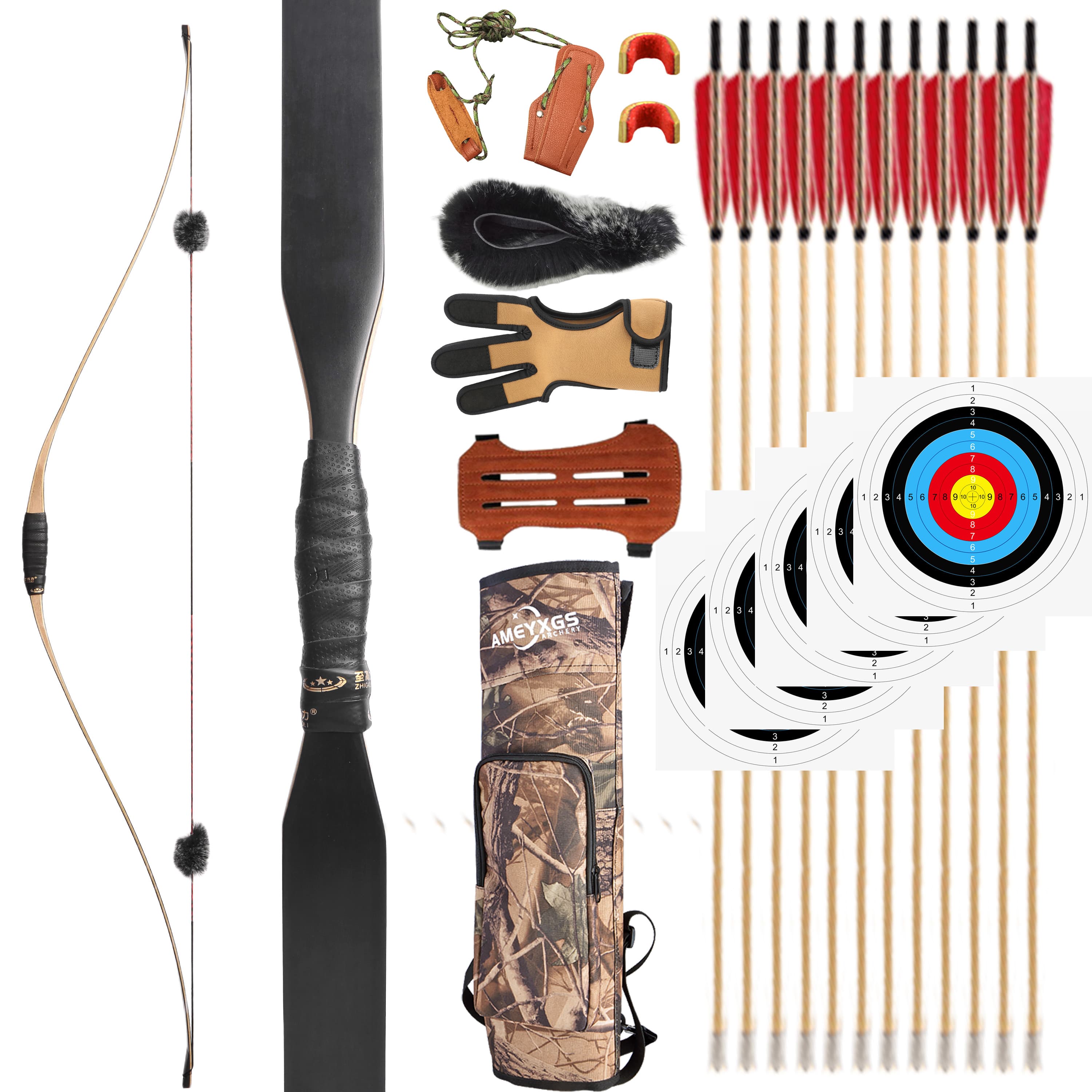 58" Traditional Longbow Handmade Archery Long Bow Kit 15-50# @28"