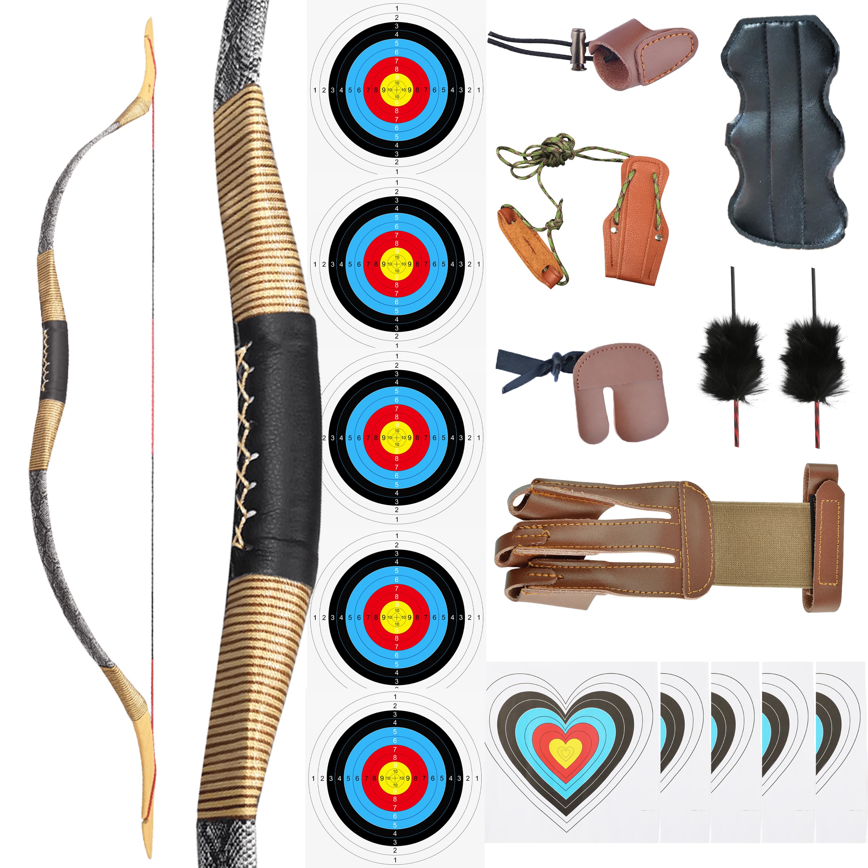 Traditional Recurve Bow Set 25-55lbs Historical Archery