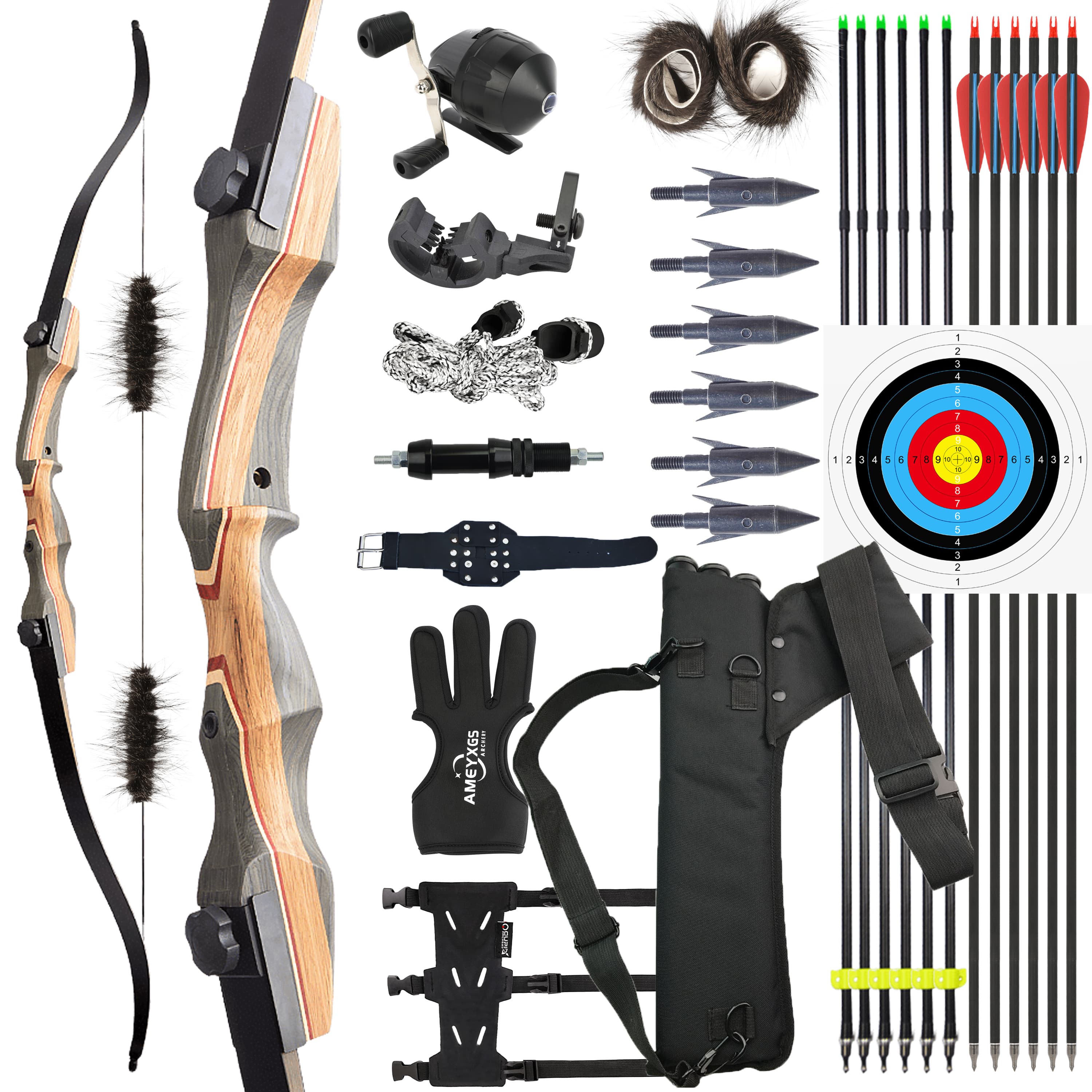 AMEYXGS Winner 62" Recurve Bow American Hunting Bow 30-50lbs@28"