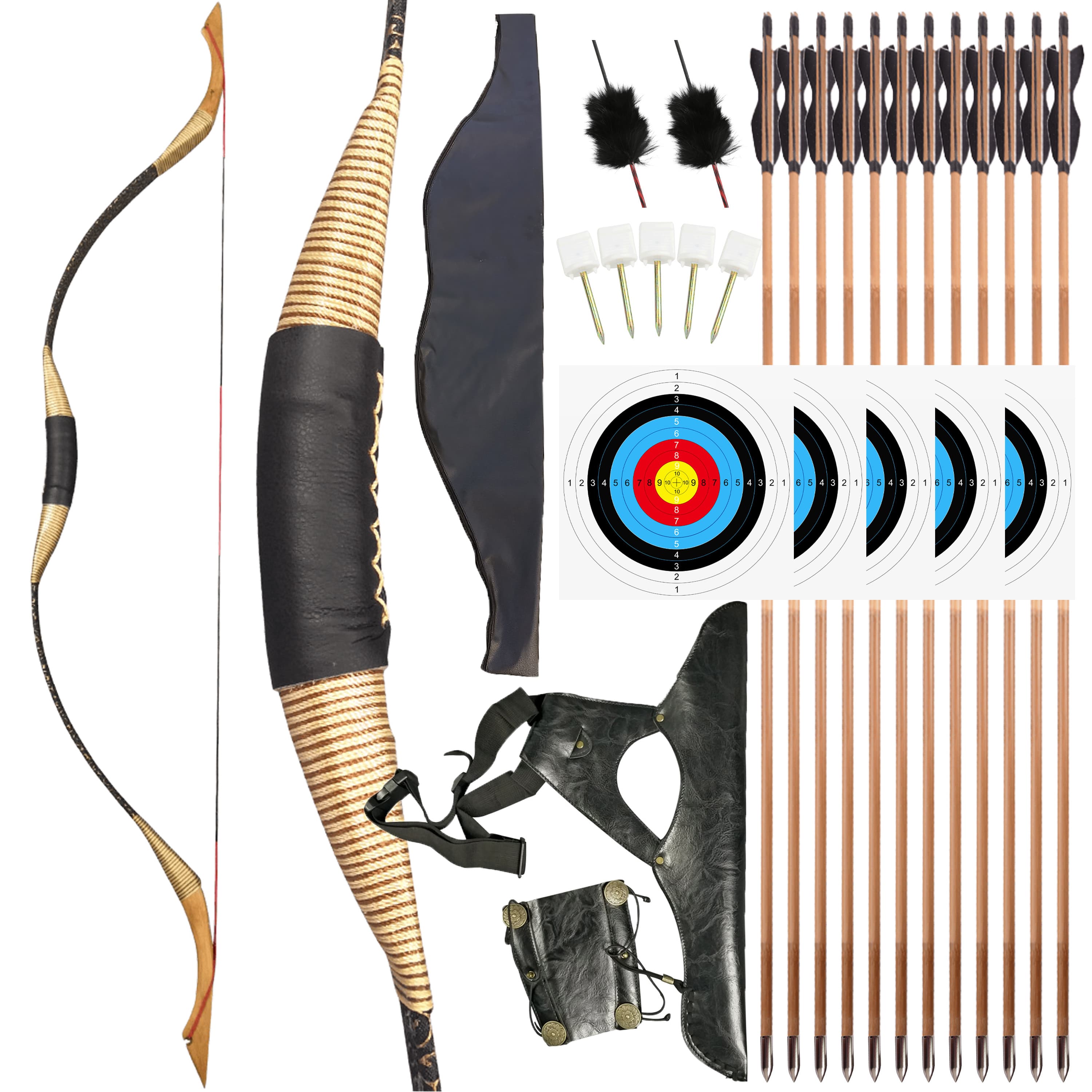 Arch Moon Mongolian Traditional Hunting Bow Kit 25-55 lbs