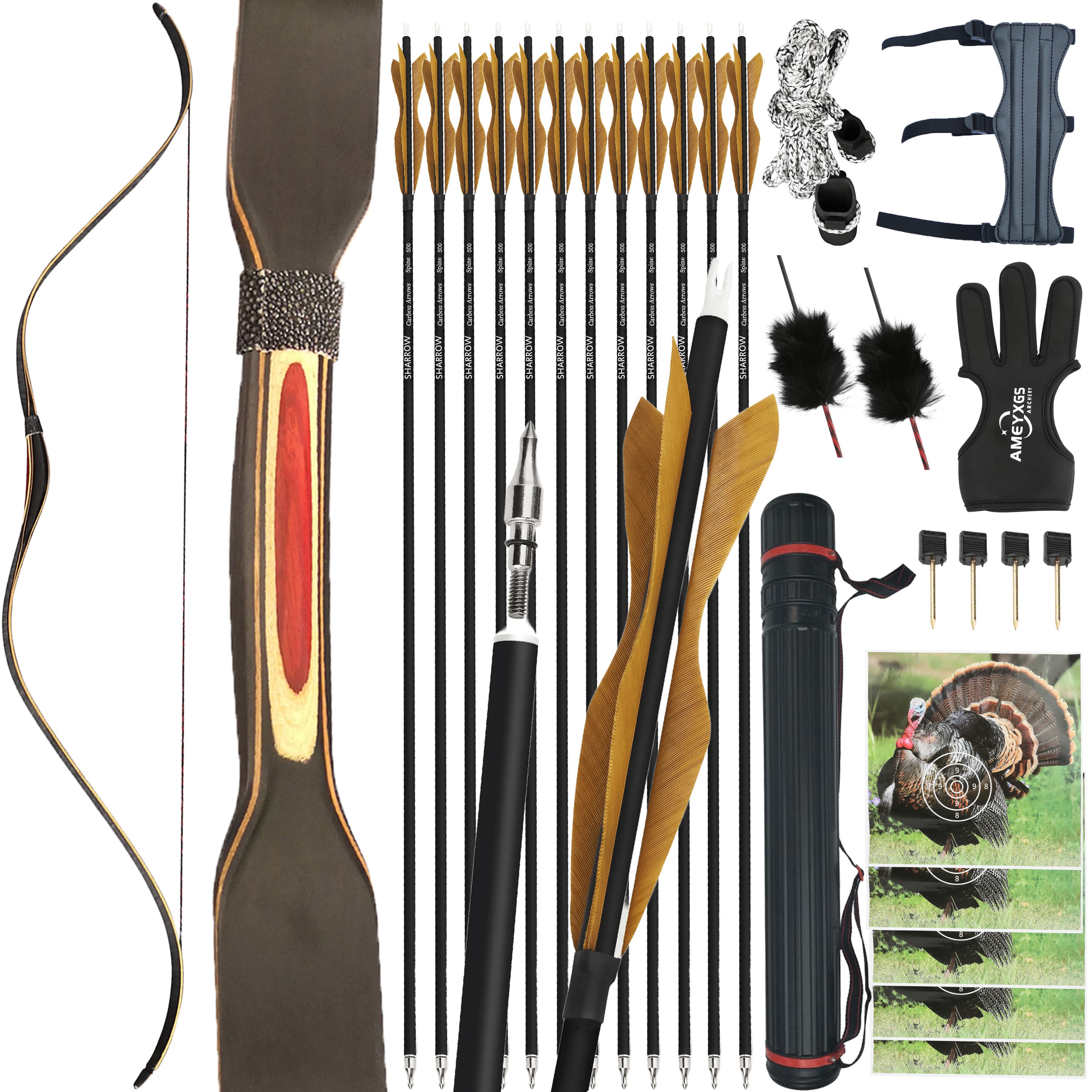 20-35lbs Archery Traditional Bow L/RH Hunting Longbow 