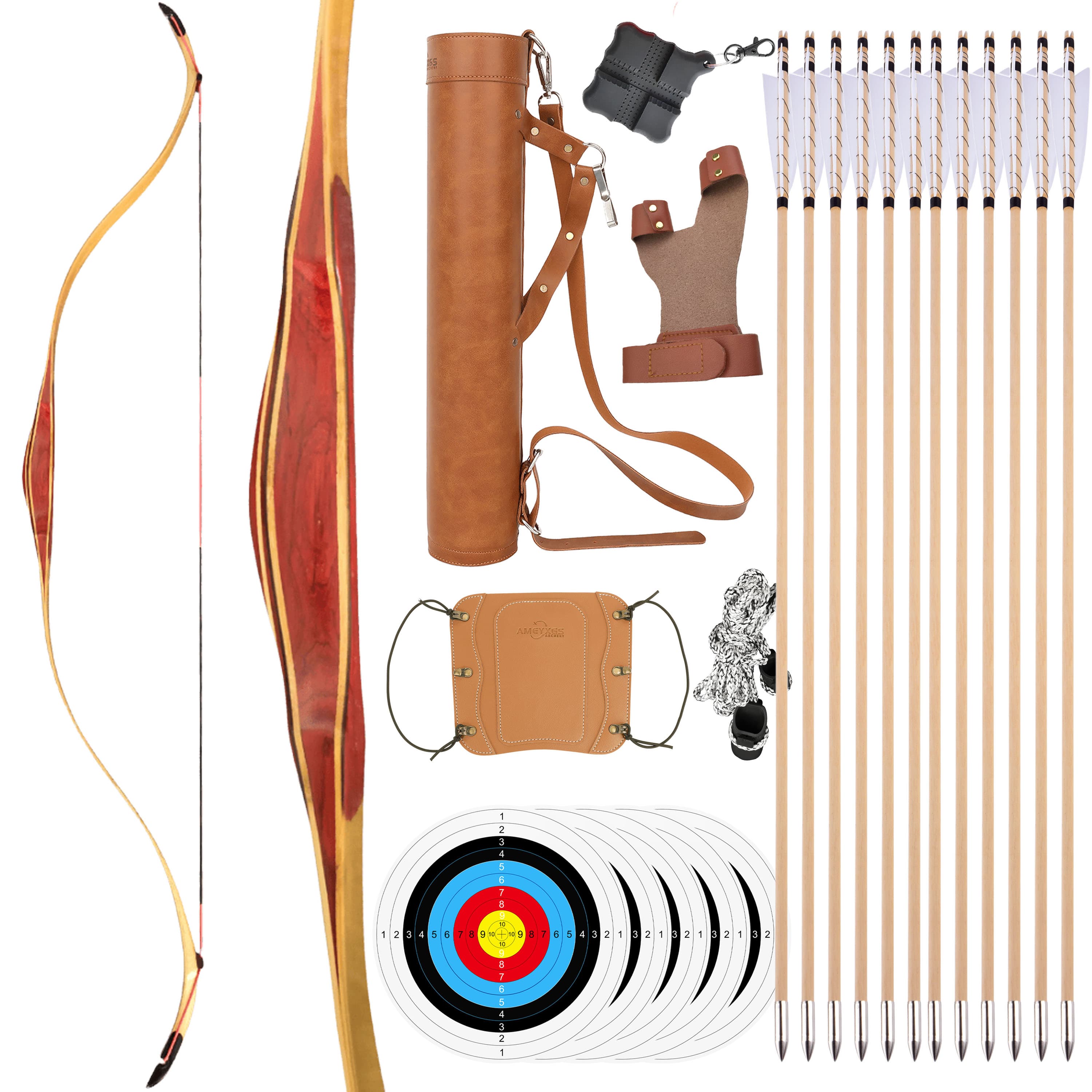 L/RH Traditional Bow Kit 15-50lbs Archery Hunting Longbow