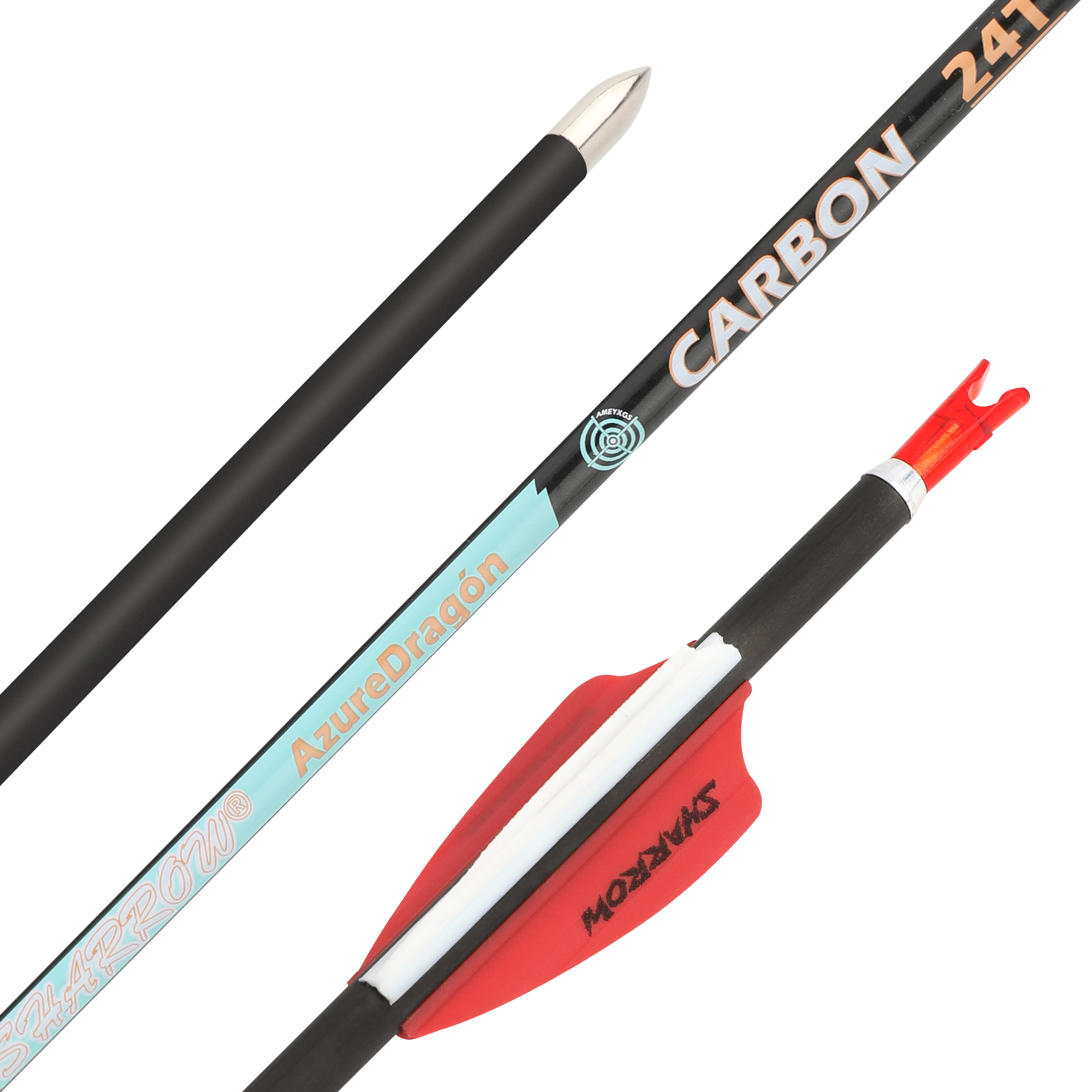 SHARROW Pure Carbon 4.2mm Fletched Target Arrows for Recurve (12 Pack)