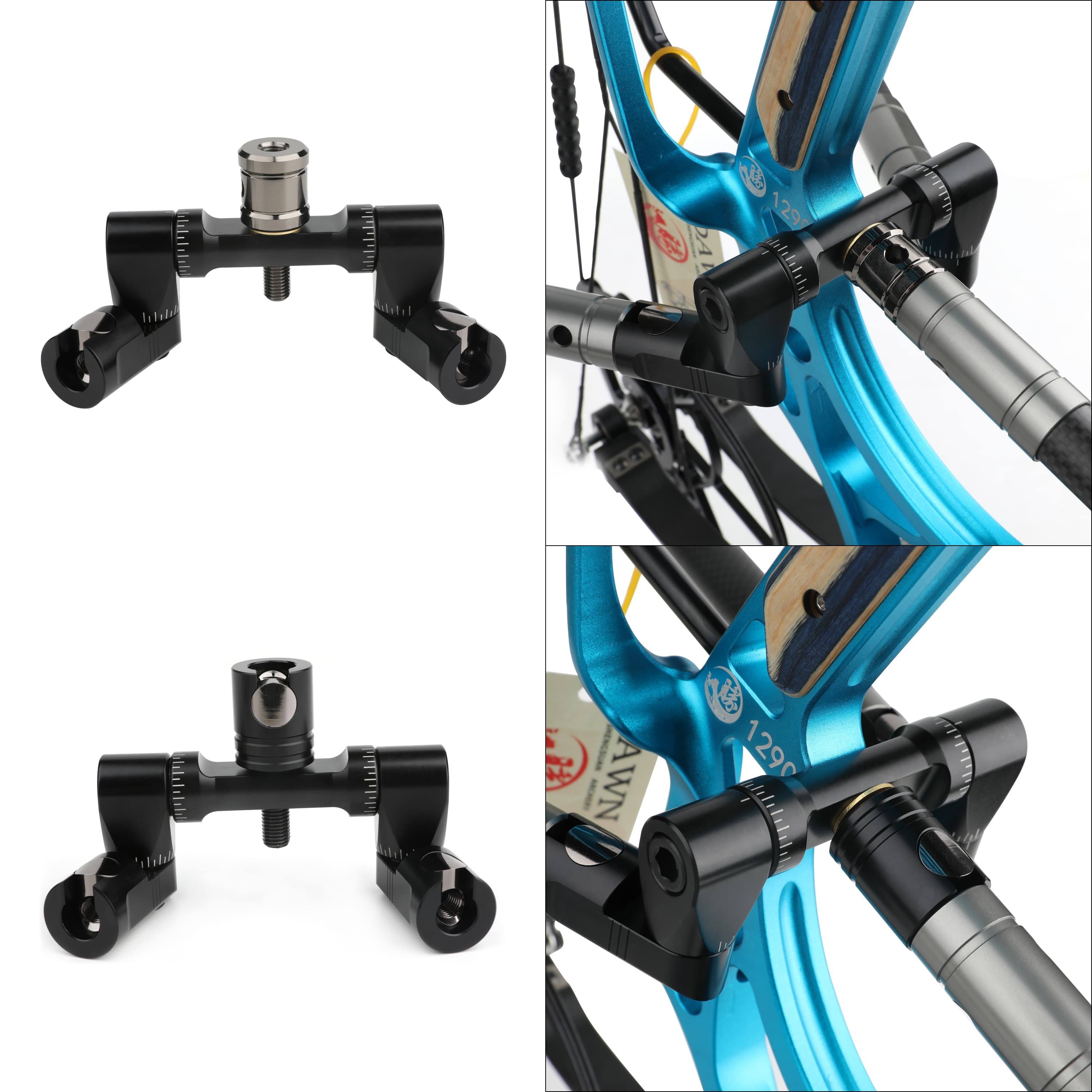 AKT-SP102 Fully Adjustable Double V-Bar Mount with Eye Bolt-CHN Archery