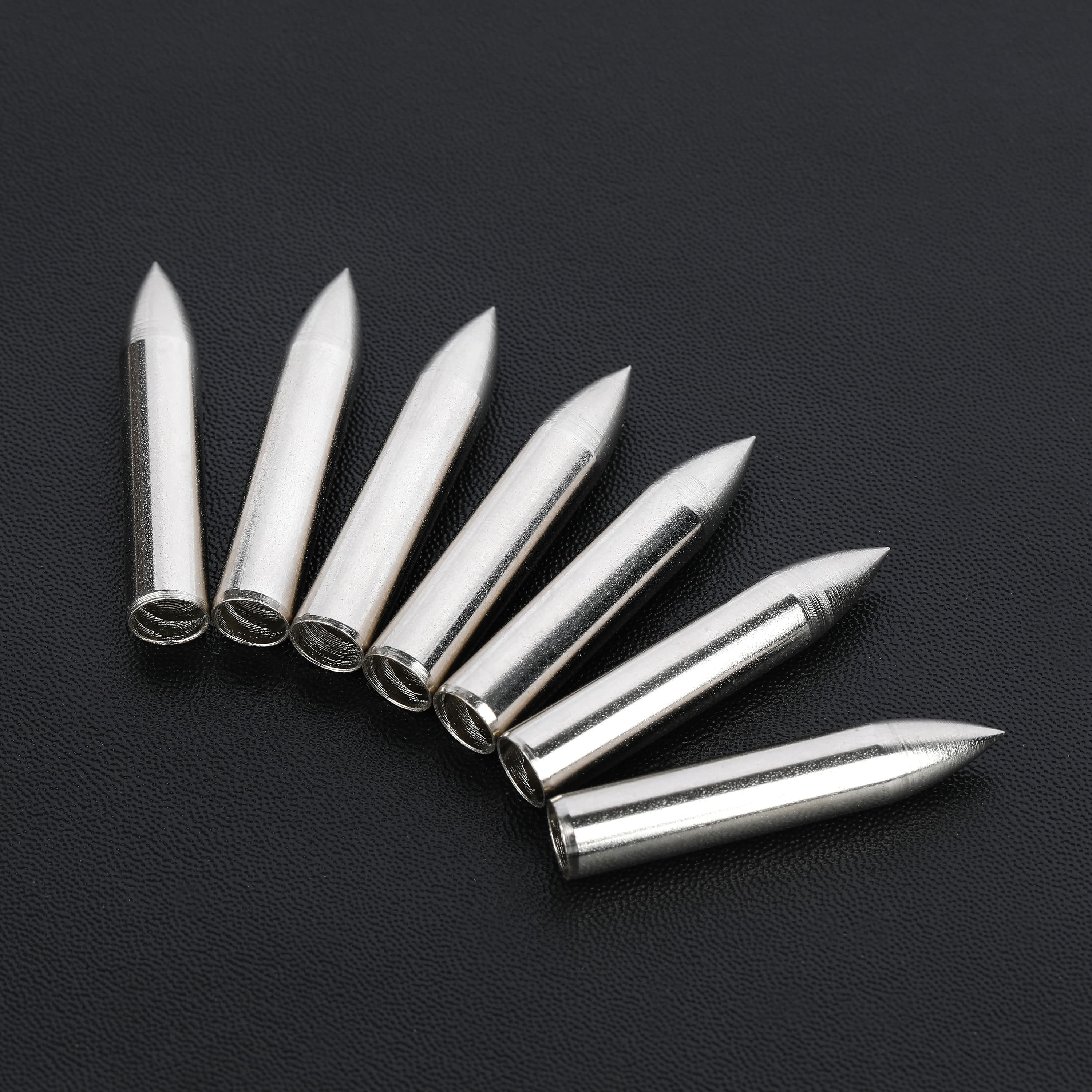 Stainless Steel Glue-On Field Points for Wood Arrows (12 Pack)-CHN Archery