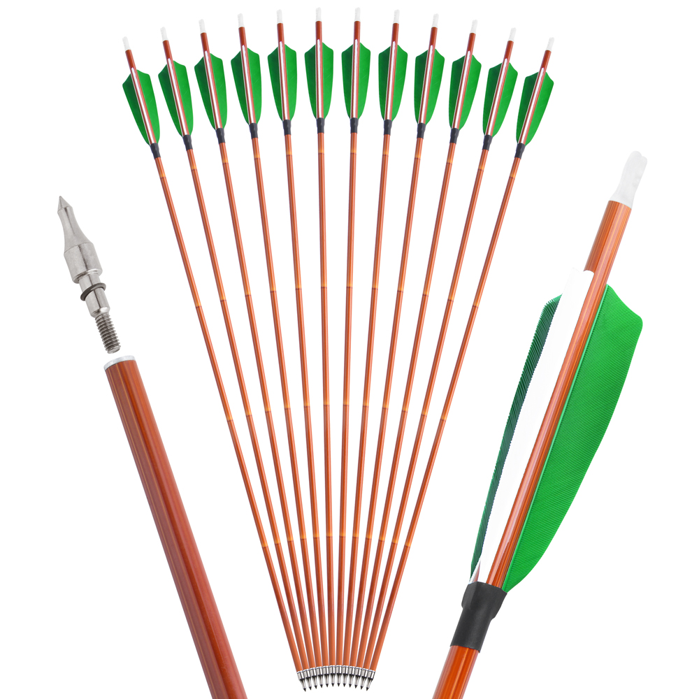 SHARROW Traditional Arrows Carbon Bamboo Pattern Spine 500 (12 Pack)-CHN Archery