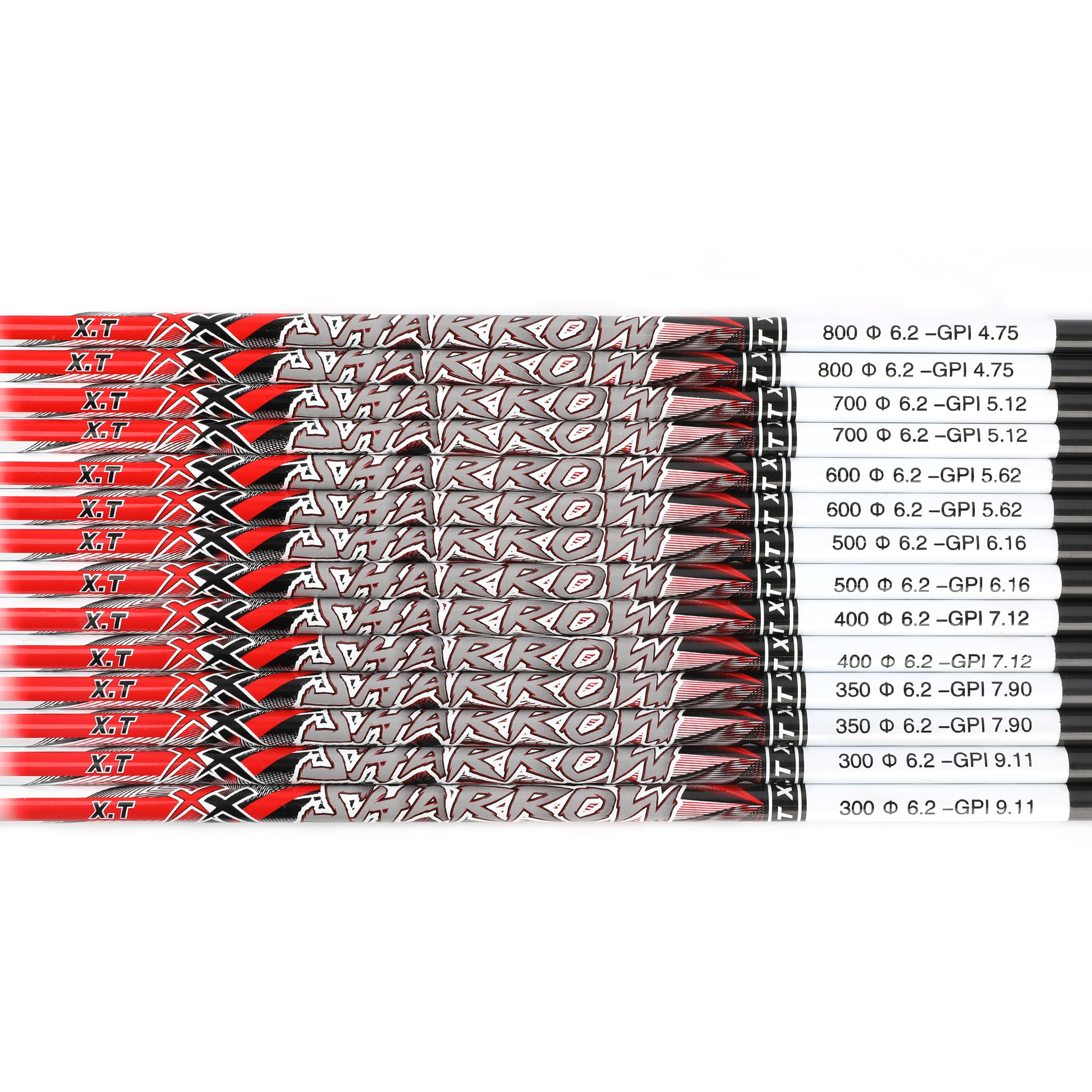SHARROW XT 6.2mm/.244" Carbon Arrow Shafts SP 300-800 (12 Pack)-CHN Archery