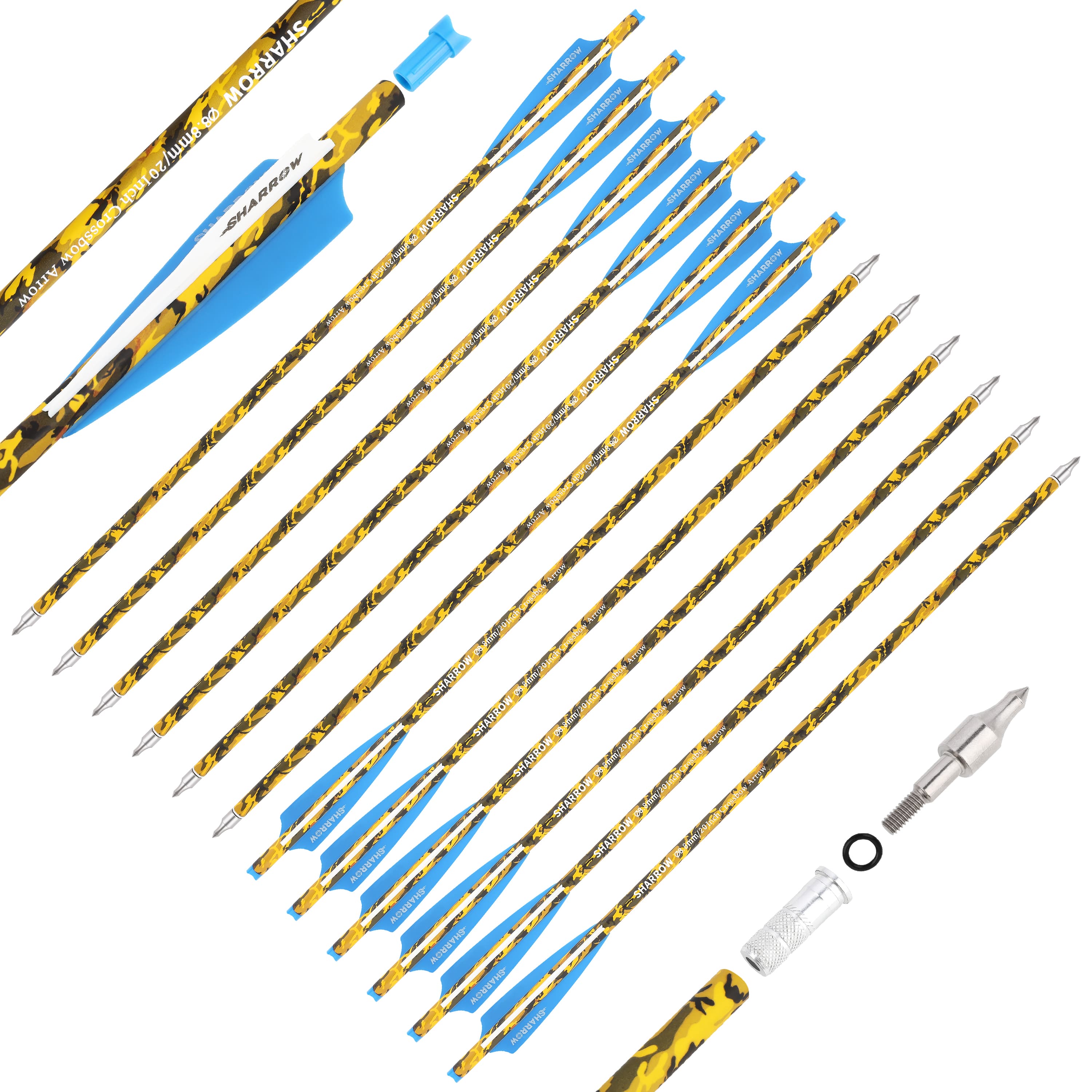 SHARROW Carbon Crossbow Bolts Hunting 16"/17"/18"/20"/22" (12 Pack)-CHN Archery