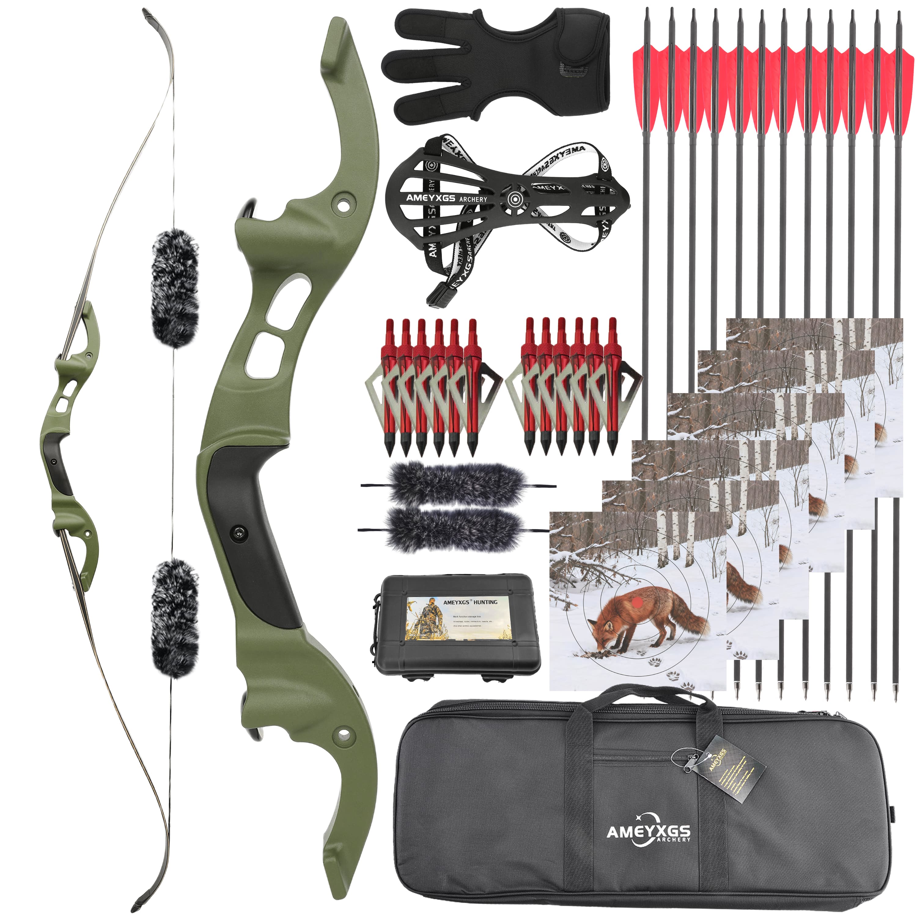 TBOW H3 Traditional Hunting Takedown Recurve Bow Kit 25-60 lbs