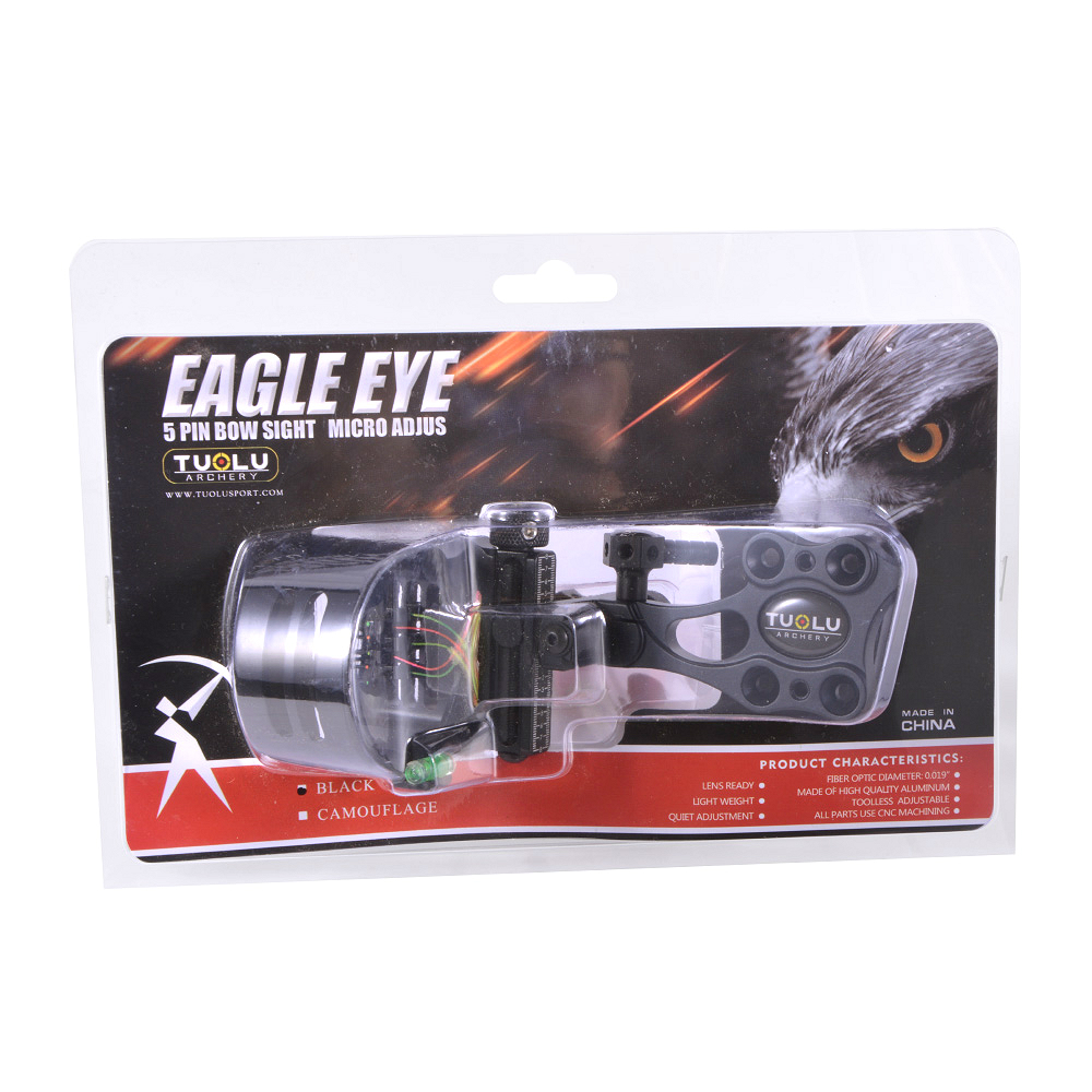 TUOLU Micro-Adjust .019" Fiber 5 Pin Bow Sight RH/LH