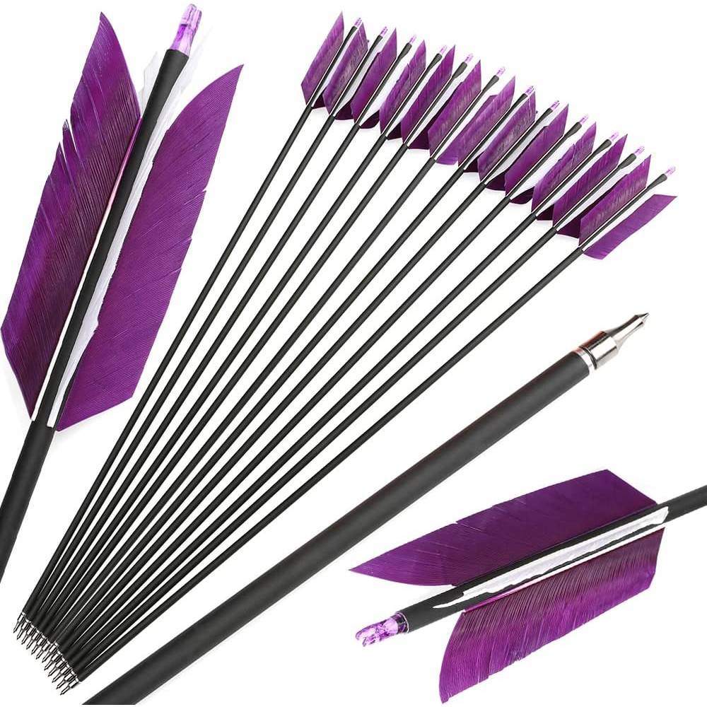 SHARROW .244" Carbon Flu Flu Arrows for Small Game Spine 500 (12 Pack)