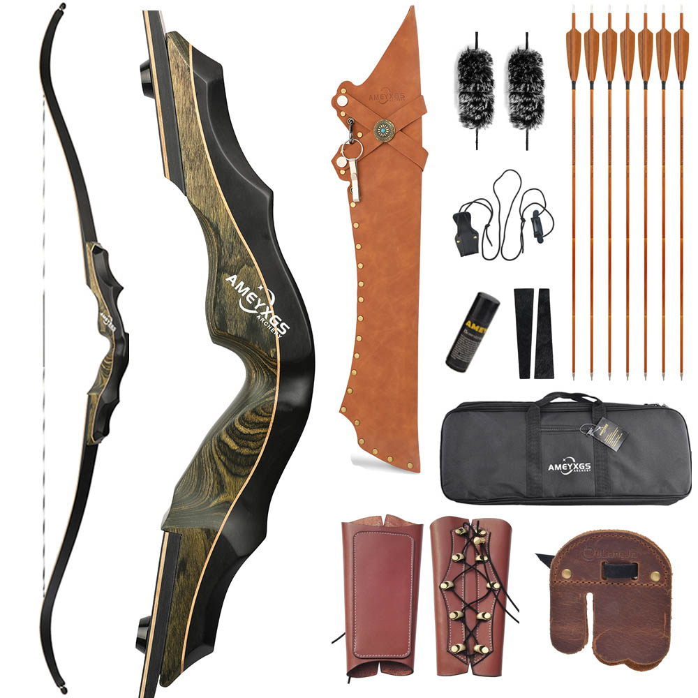 AMEYXGS 62" Wooden Takedown Recurve Bow Kit 20-55 lbs