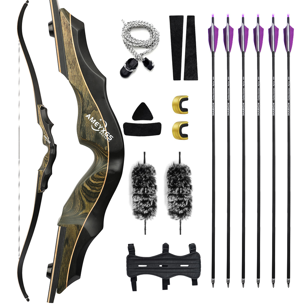 AMEYXGS 62" Wooden Takedown Recurve Bow Kit 20-55 lbs