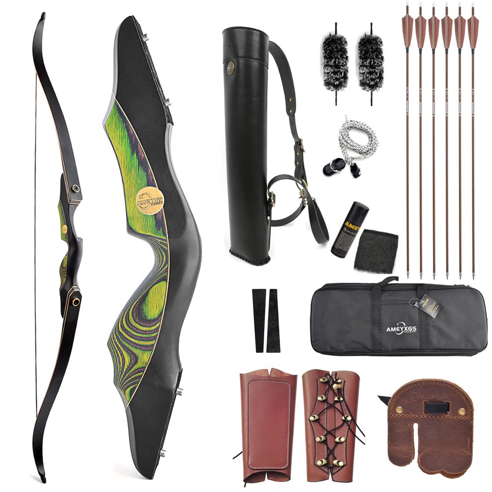 AMEYXGS 60" Wooden Takedown Recurve Bow 25-60# @28"