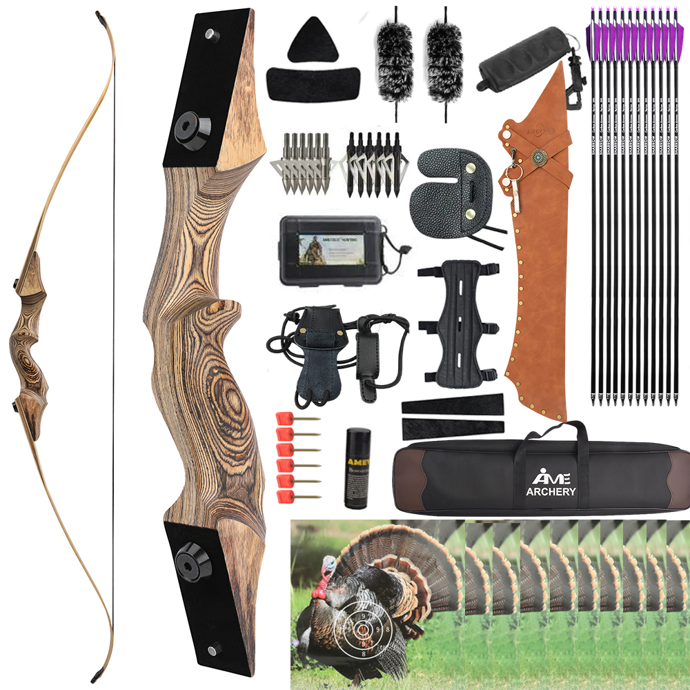 Black Hunter 60" Recurve Bow Takedown Hunting Bow 20-60 lbs RH/LH