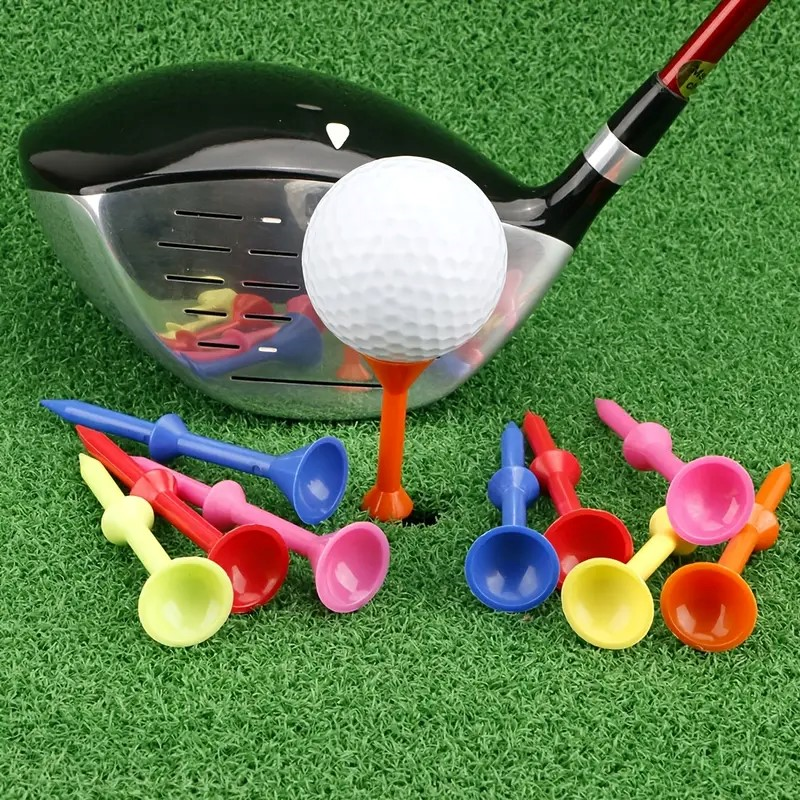 83mm Mixed Color Golf Tees, 50pcs Durable Hybrid Plastic/Rubber Set