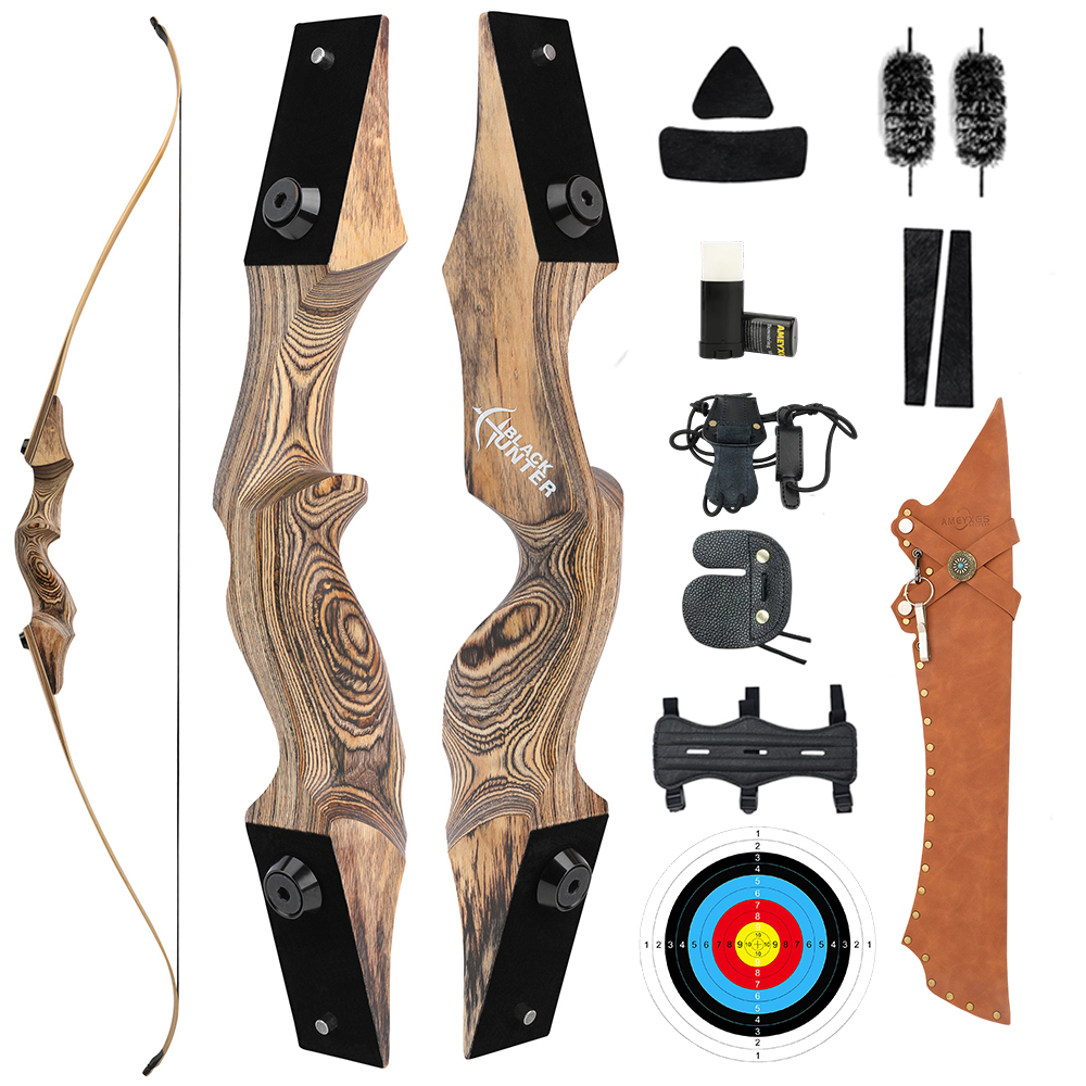 Black Hunter 60" Hunting Recurve Bow Takedown Bow 20-60 lbs RH/LH