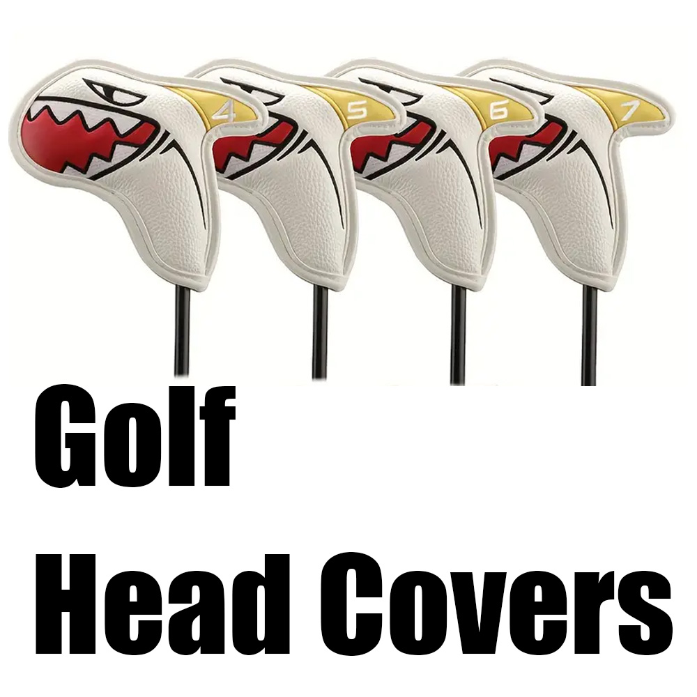 Golf Iron Head Cover Shark Design PU Leather Waterproof Protective