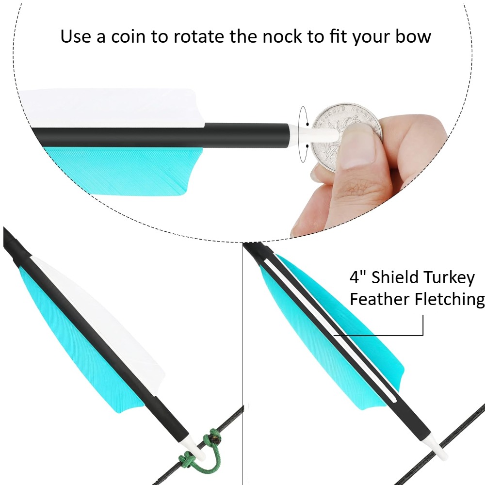 SHARROW 30" Feather Fletched Carbon Arrows Spine 500 (12 Pack)